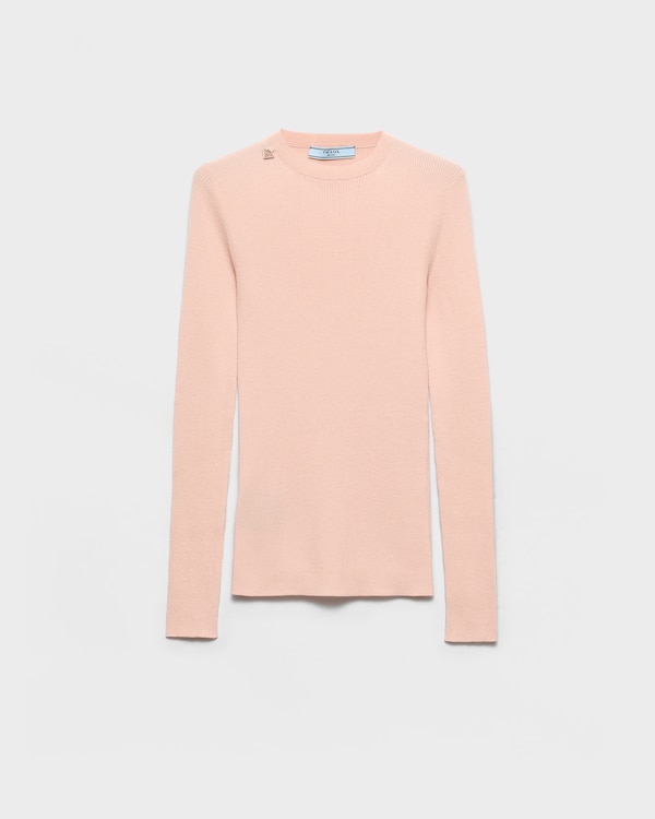 Wool crew-neck sweater - Alabaster Pink Wool crew-neck sweater - Alabaster Pink