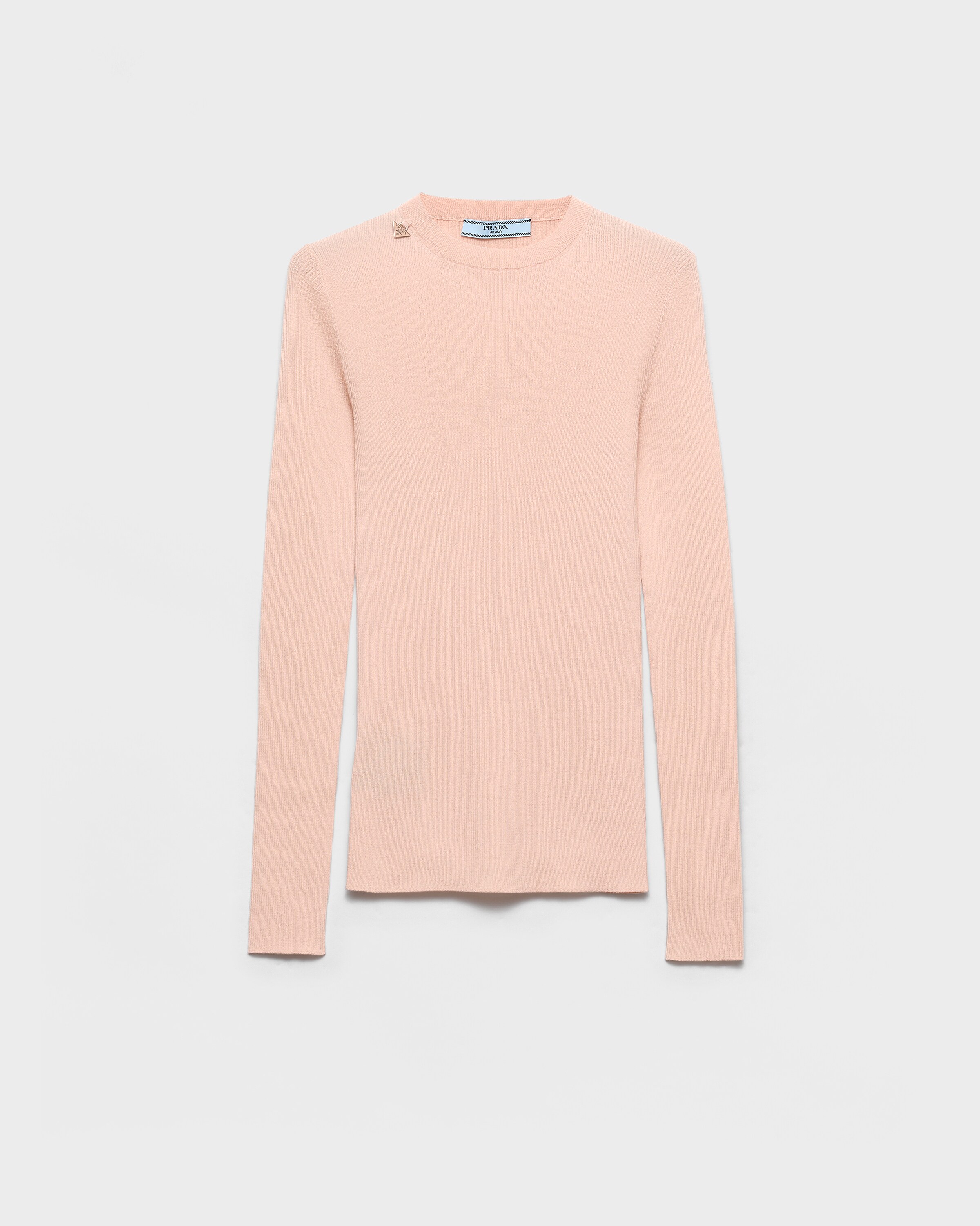 Prada Wool Crew-neck Sweater, Woman, Alabaster Pink, Size 44