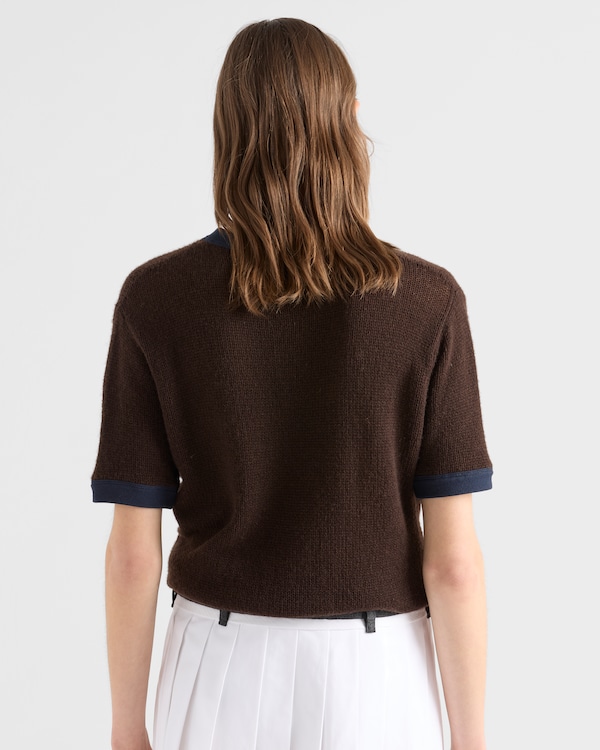 Cashmere crew-neck sweater - Dark Brown/Blue Cashmere crew-neck sweater - Dark Brown/Blue