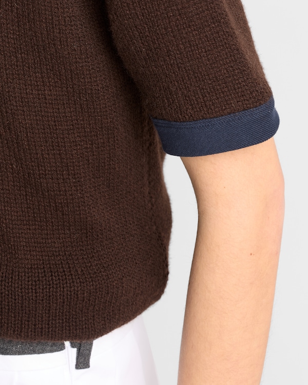 Cashmere crew-neck sweater - Dark Brown/Blue Cashmere crew-neck sweater - Dark Brown/Blue