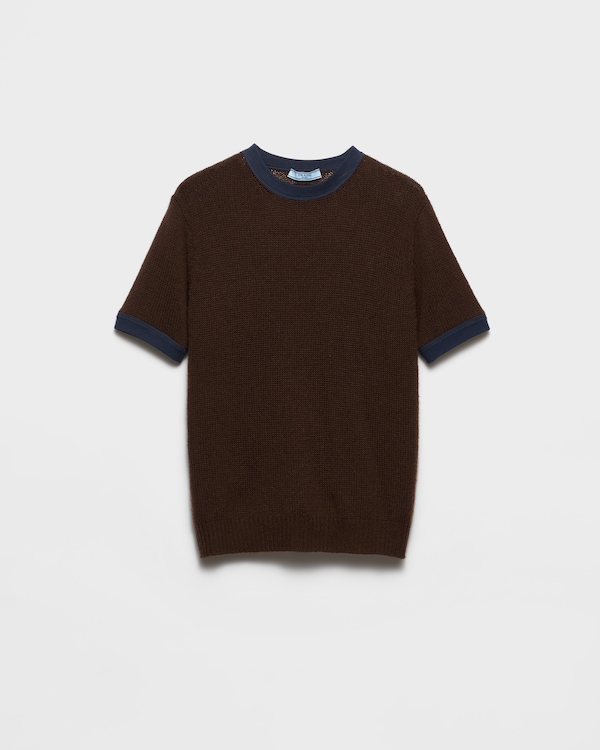 Cashmere crew-neck sweater - Dark Brown/Blue Cashmere crew-neck sweater - Dark Brown/Blue