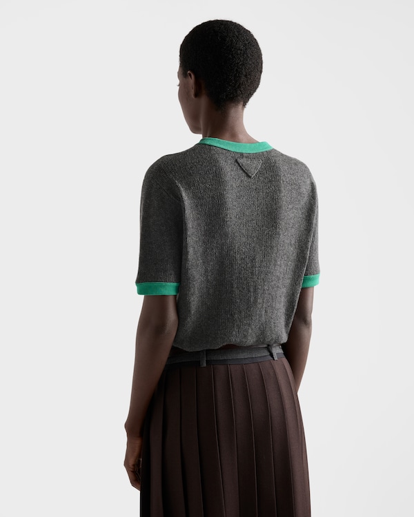 Cashmere crew-neck sweater - Slate/Green Cashmere crew-neck sweater - Slate/Green