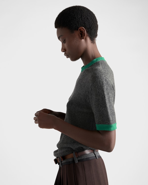 Cashmere crew-neck sweater - Slate/Green Cashmere crew-neck sweater - Slate/Green