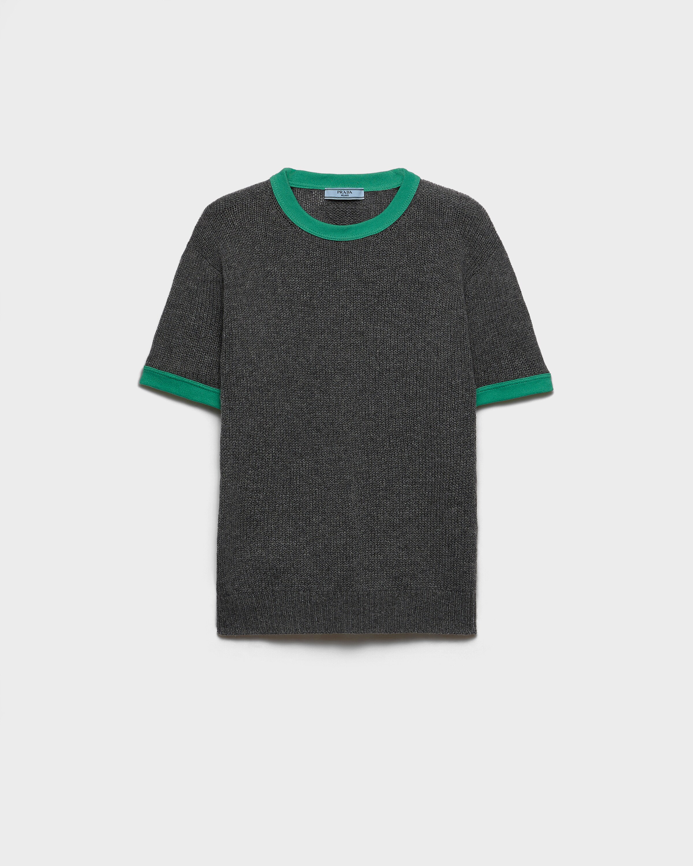 Prada Cashmere Crew-neck Sweater, Woman, Slate/green, Size 42