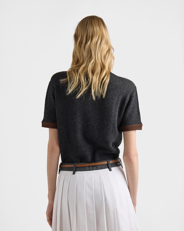 Cashmere crew-neck sweater - Anthracite Gray/Tobacco Cashmere crew-neck sweater - Anthracite Gray/Tobacco