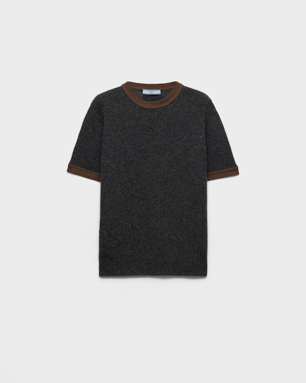 Cashmere crew-neck sweater - Anthracite Gray/Tobacco Cashmere crew-neck sweater - Anthracite Gray/Tobacco