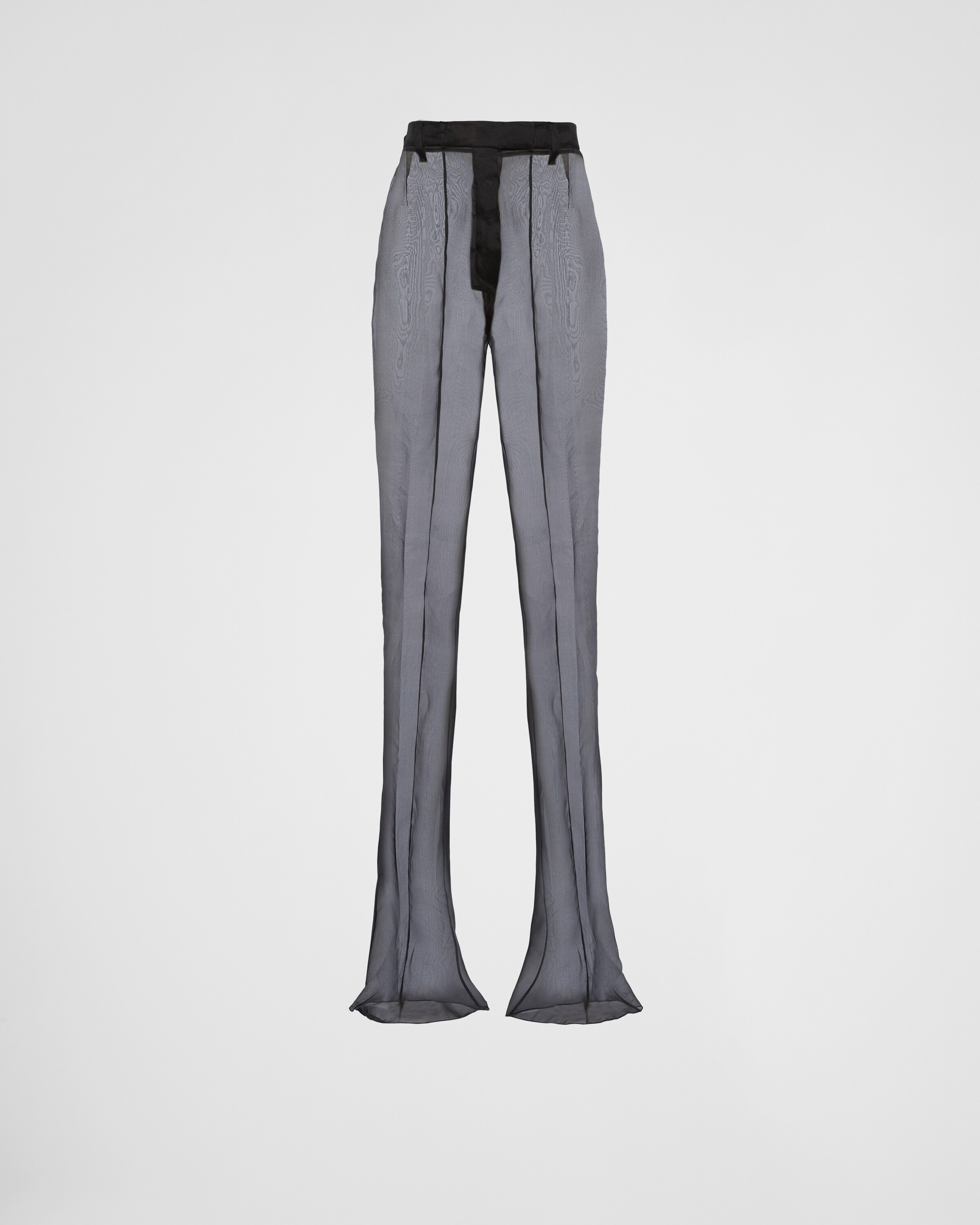 Prada Black Semi-sheer Flared Trousers In Black