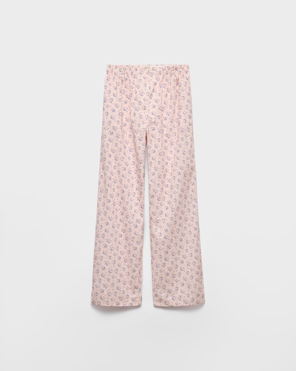 PRADA 5ポケット ナッパレザー パンツ ネイビー ポプリンストレッチ パンツ | PRADA