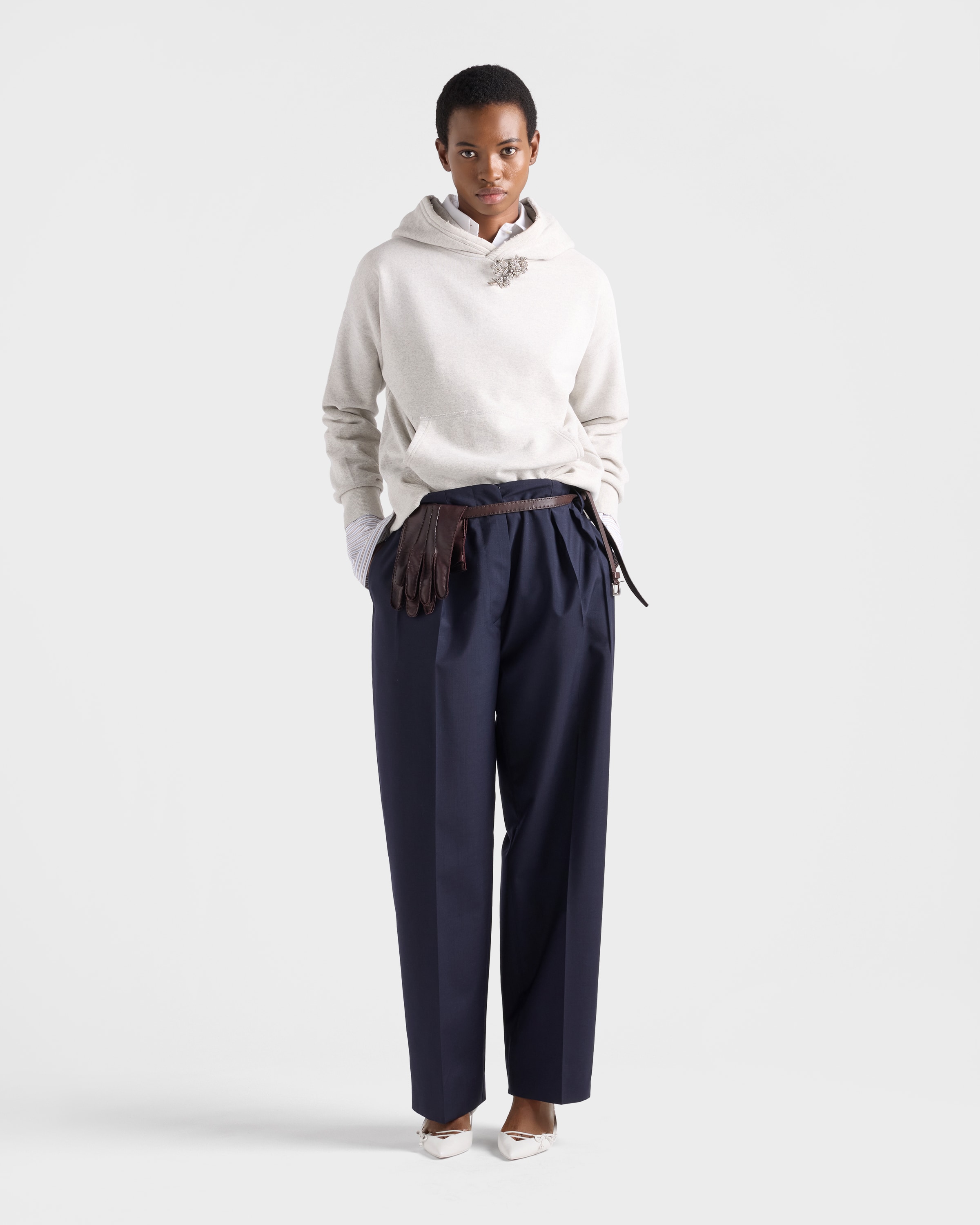 Navy Light Mohair Pants | PRADA