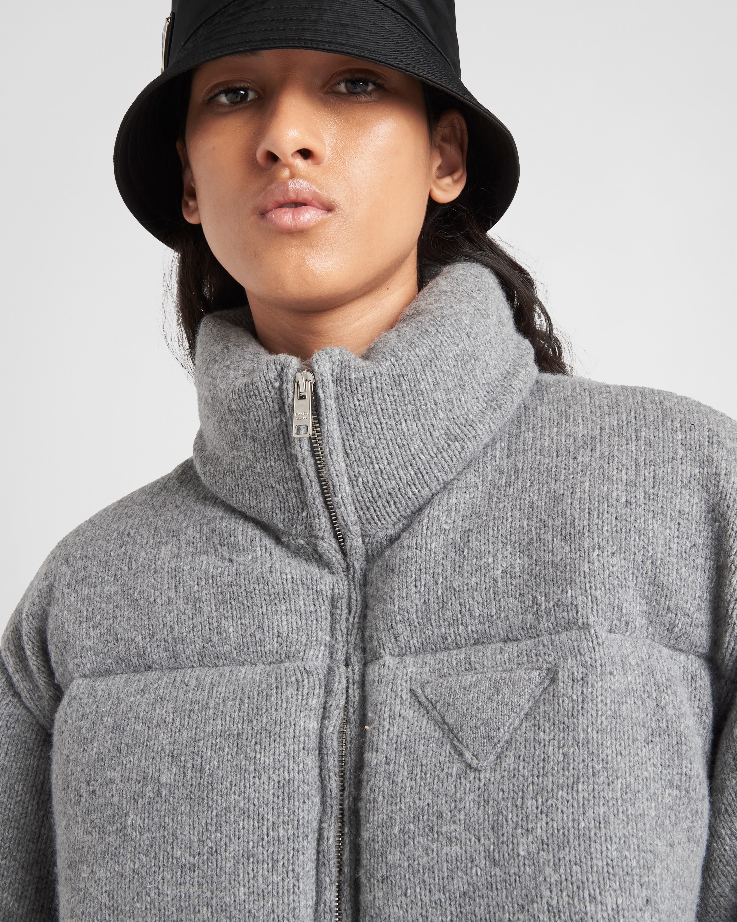 Grey Wool and cashmere puffer jacket 