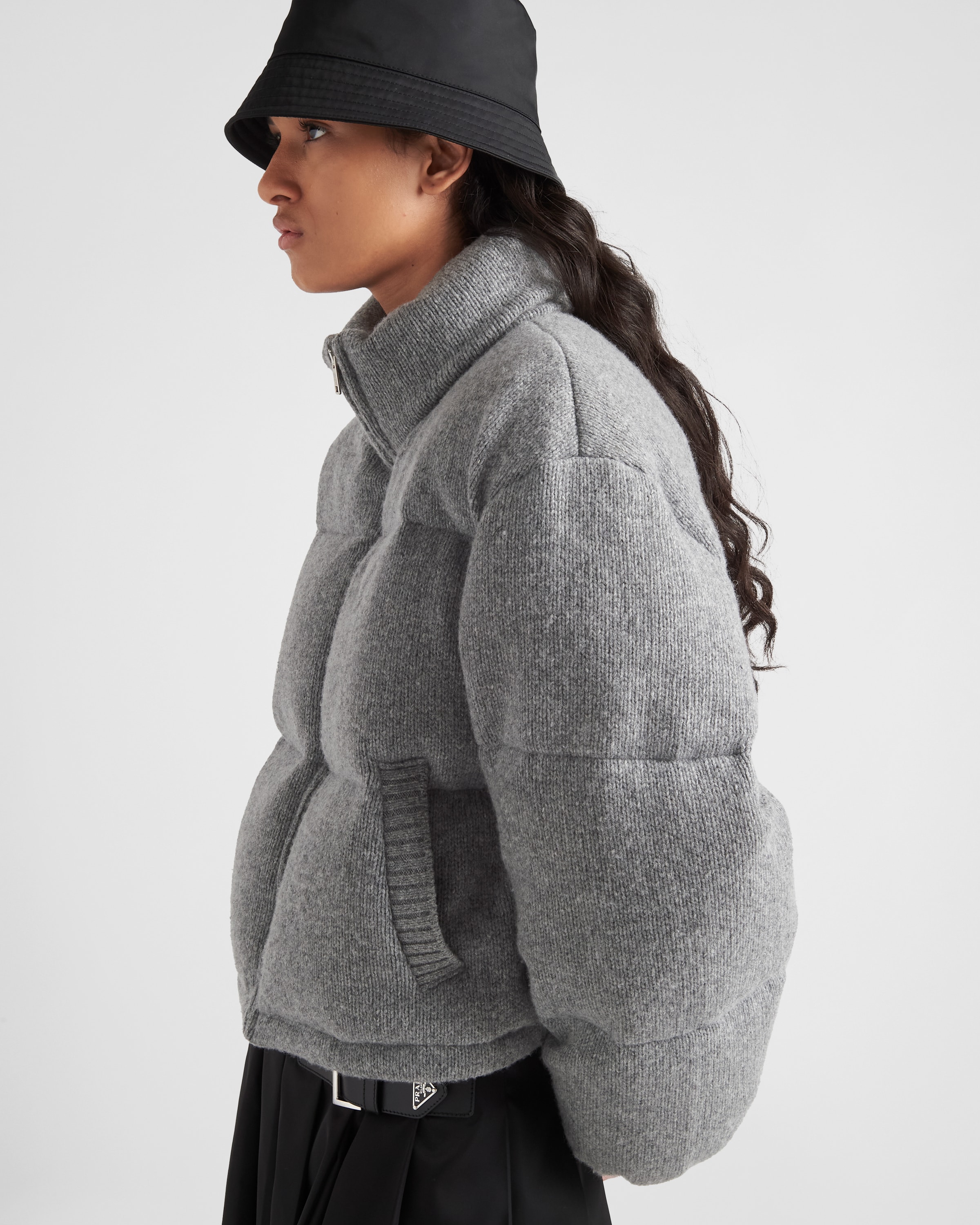 Grey Wool and cashmere puffer jacket 