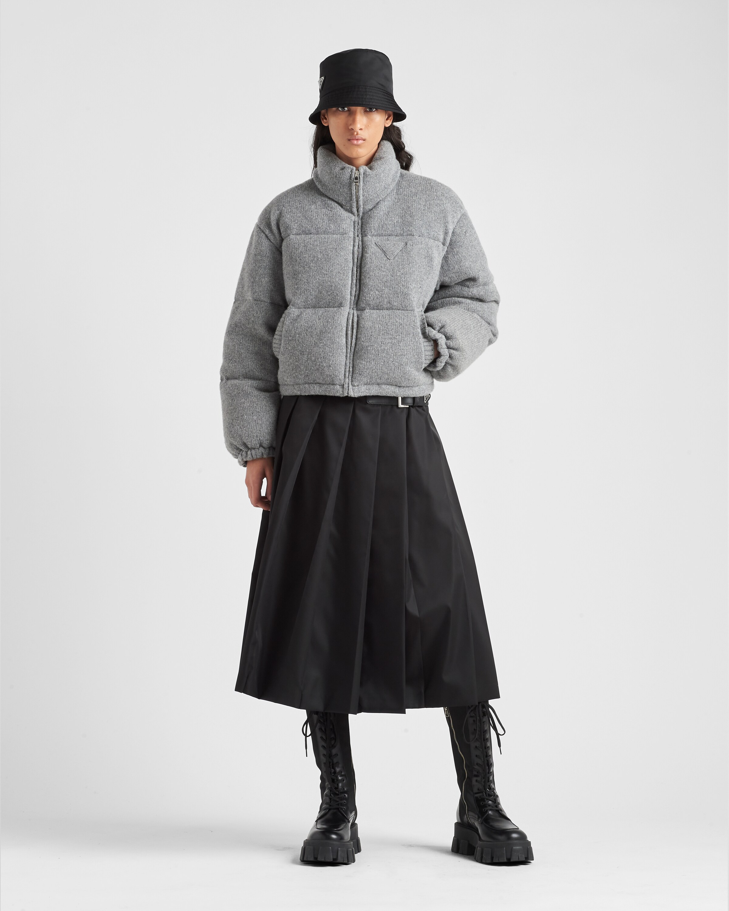 Grey Wool and cashmere puffer jacket 
