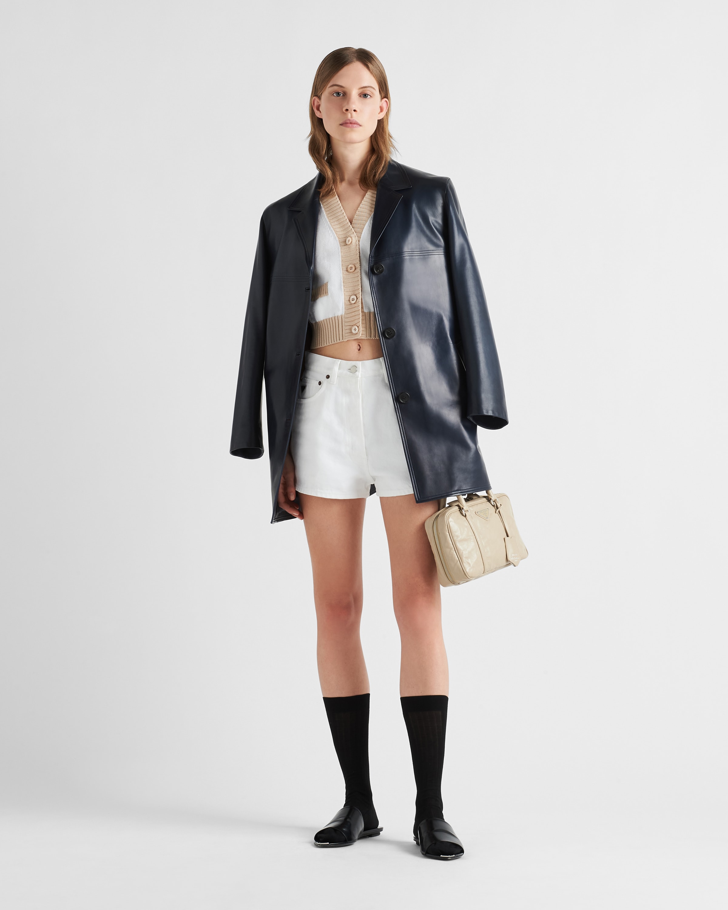 ナチュラル クロップド コットン カーディガン | PRADA ナチュラル クロップド コットン カーディガン | PRADA