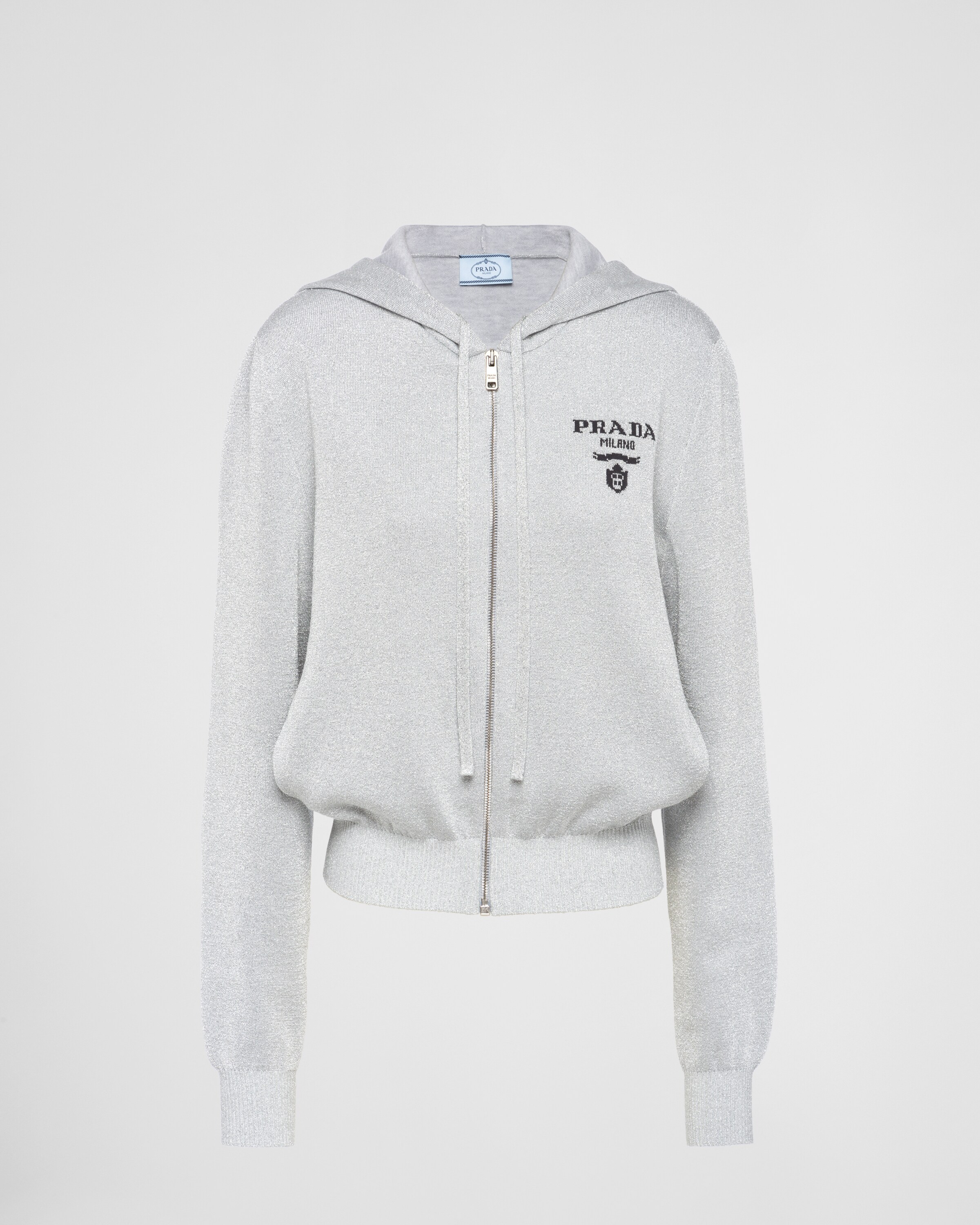 Silver Cashmere and lurex hoodie | Prada