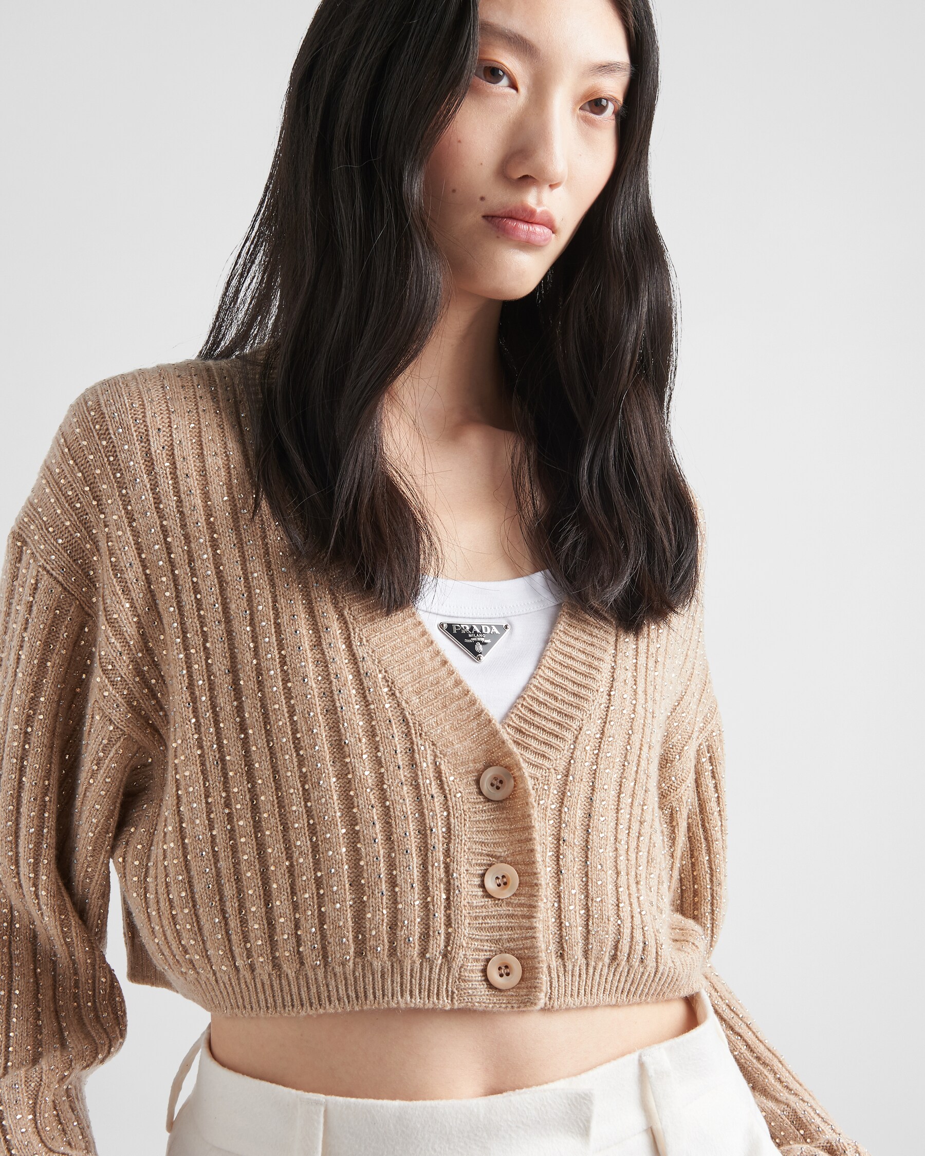 French Light Camel O-Neck Tassel Woolen Cardigan Fall WN031 main image 1