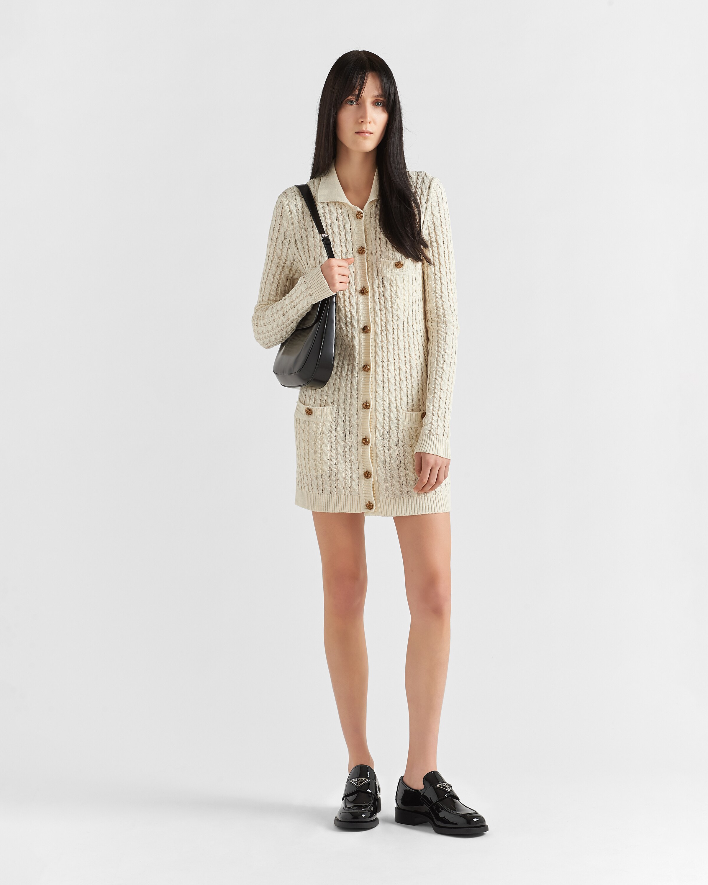 Cable knit cotton mini dress