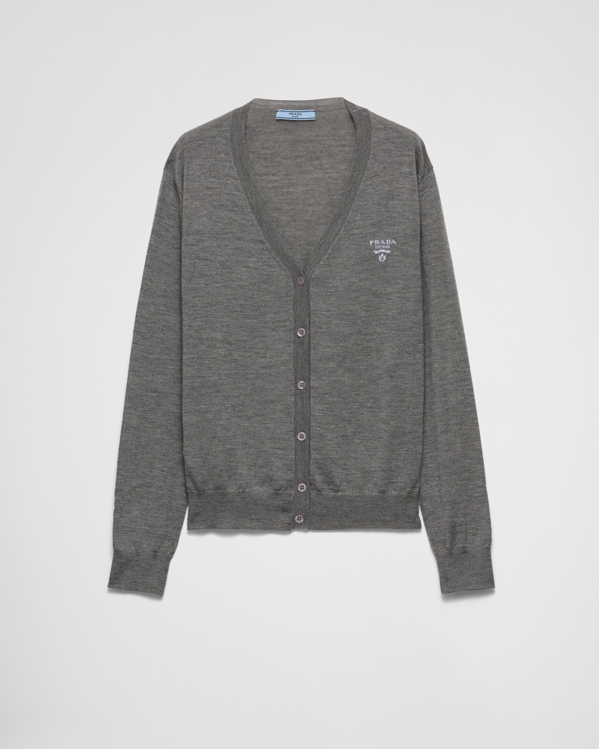 Slate Gray Cashmere Cardigan PRADA