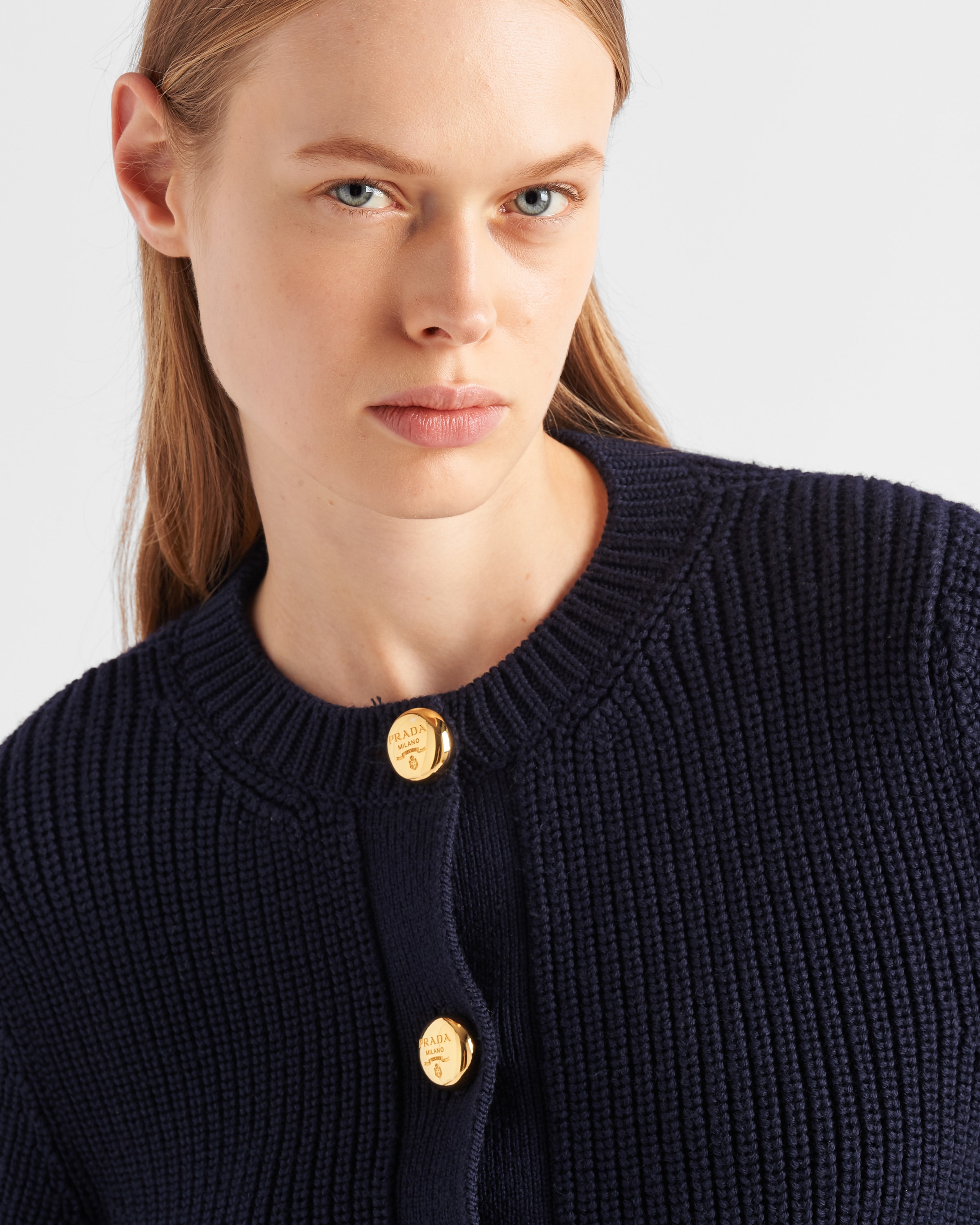 Navy Wool Cardigan PRADA