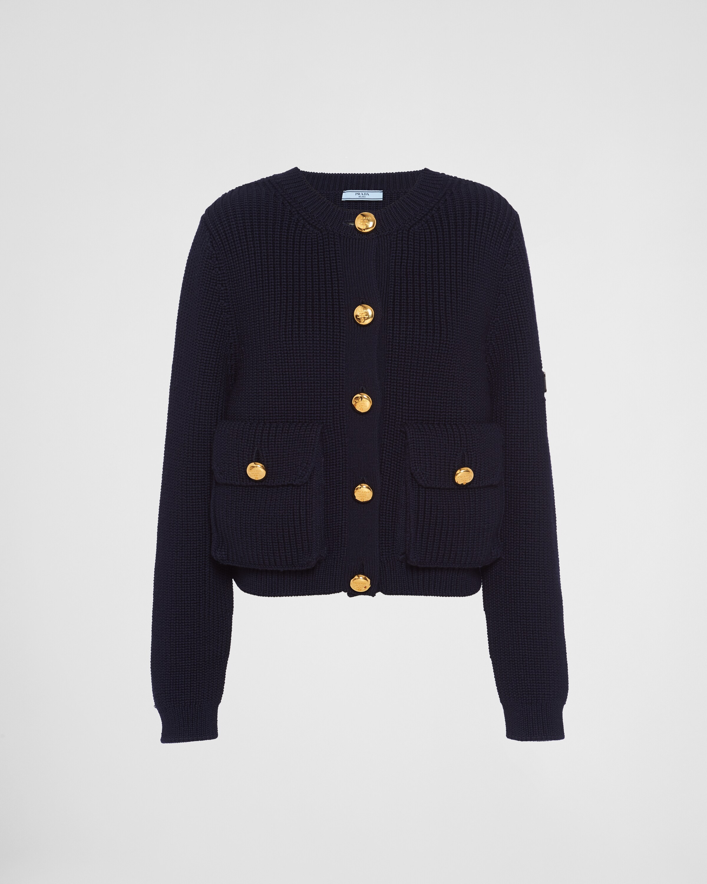 Prada Wool Cardigan In Navy