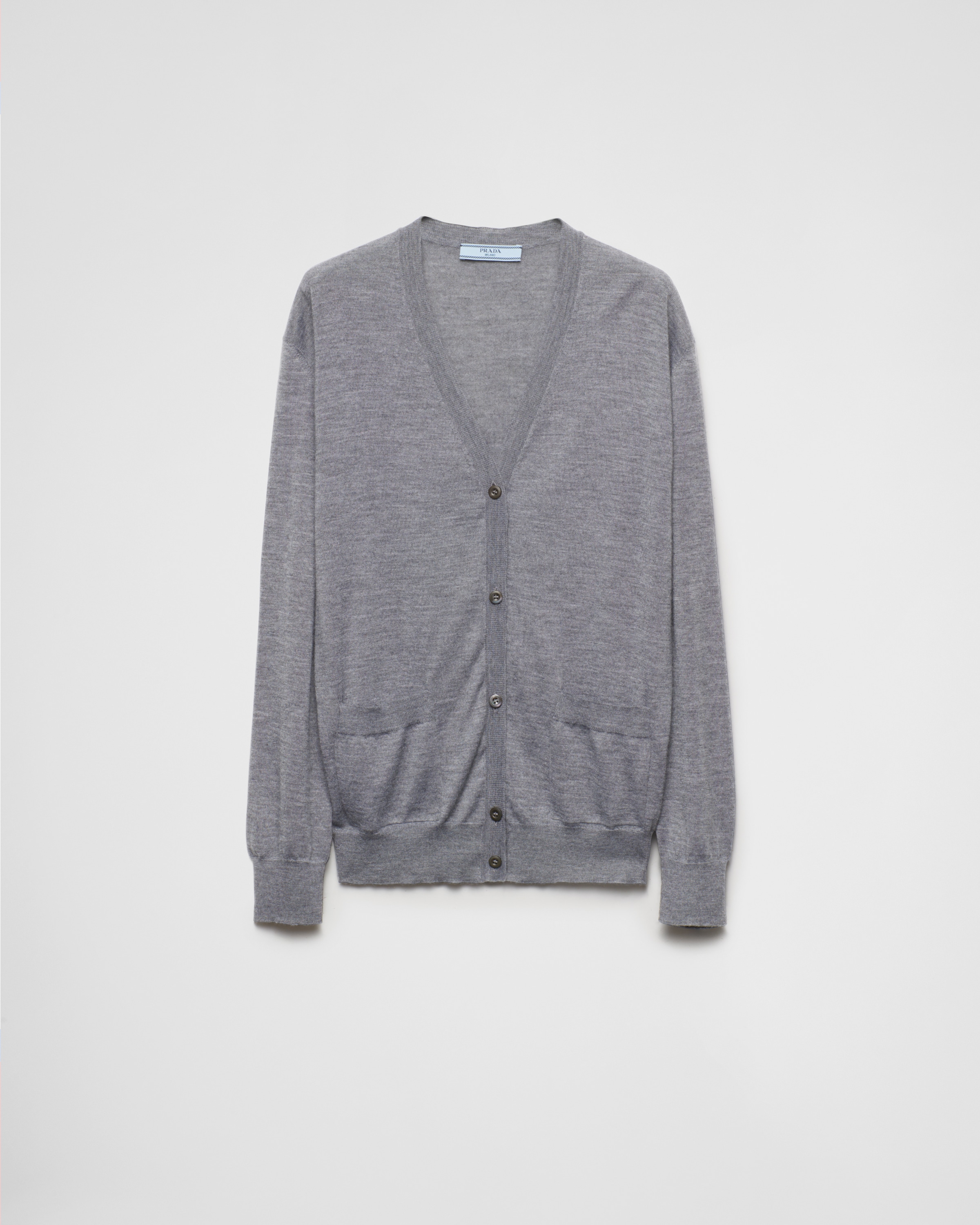 Shop Prada Wool And Cashmere Cardigan In Slate Gray