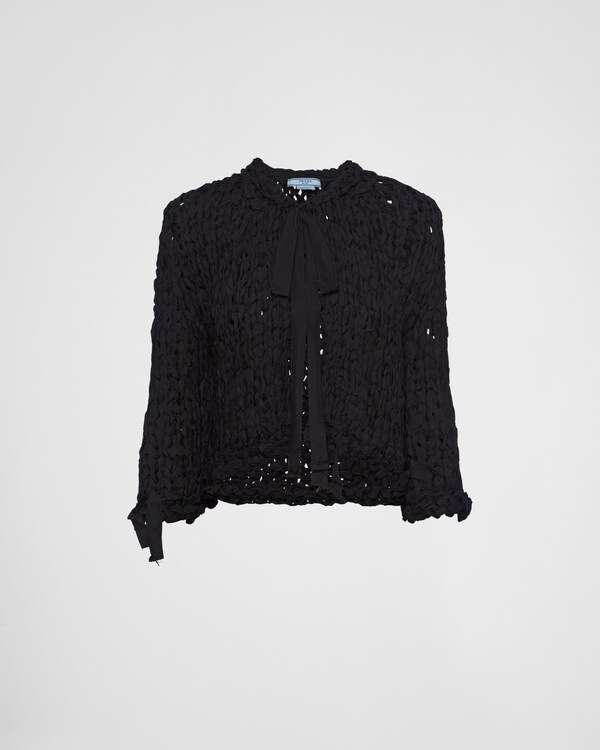 Black Silk Ribbon Cardigan | PRADA