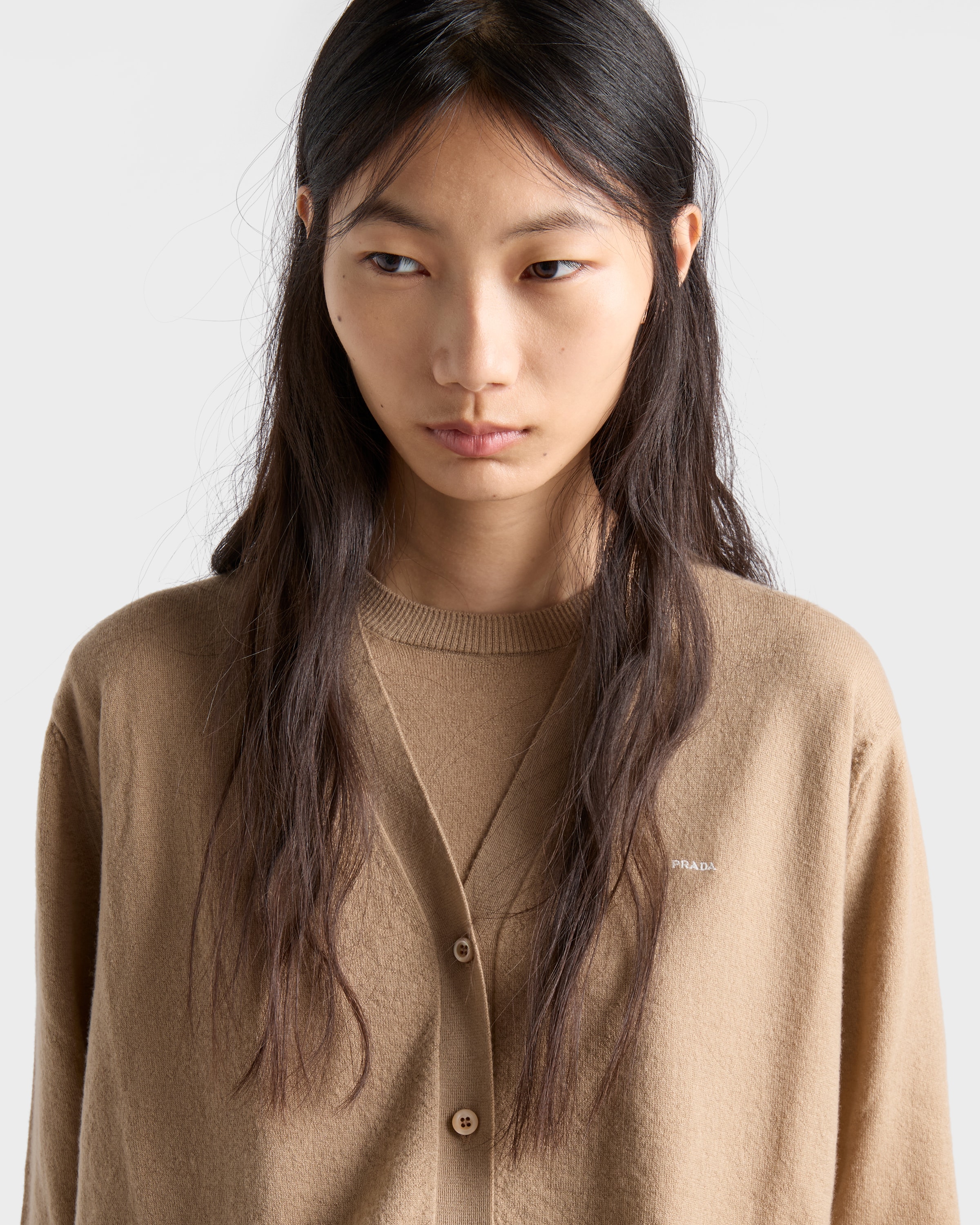 キャメルブラウン カシミヤ カーディガン | PRADA - 日本