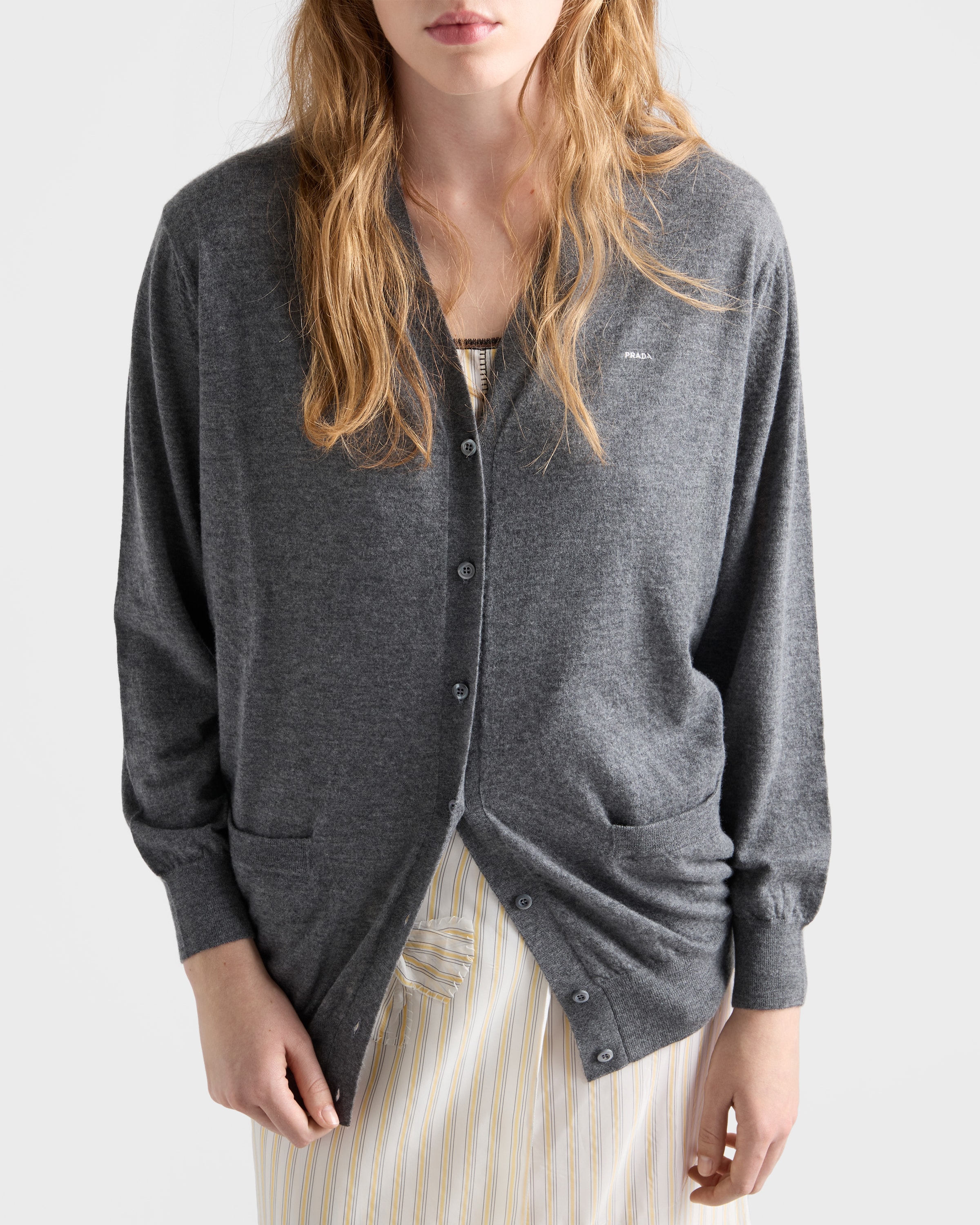 Slate Gray Cashmere Cardigan | PRADA