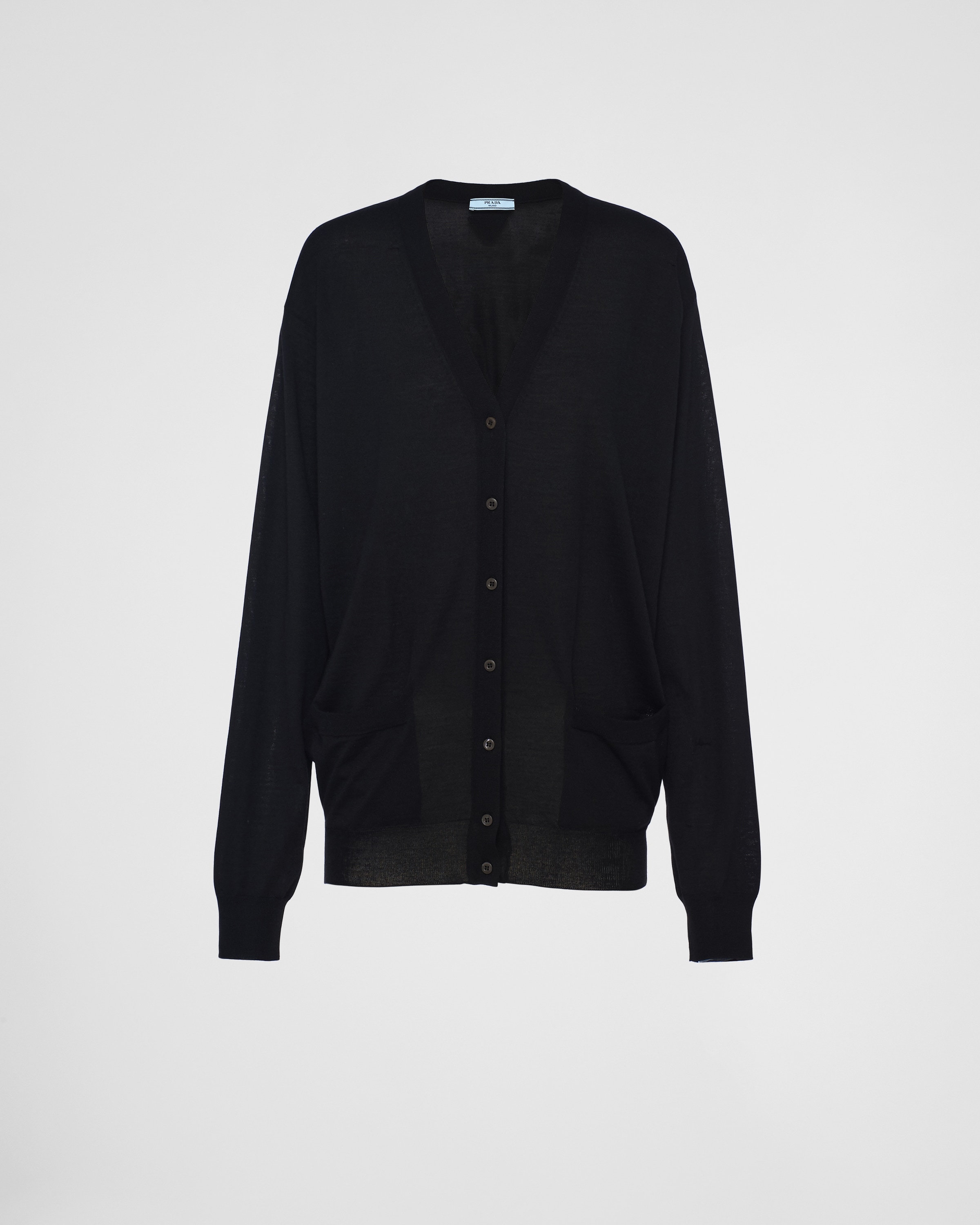 Shop Prada Superfine Wool Cardigan In Black