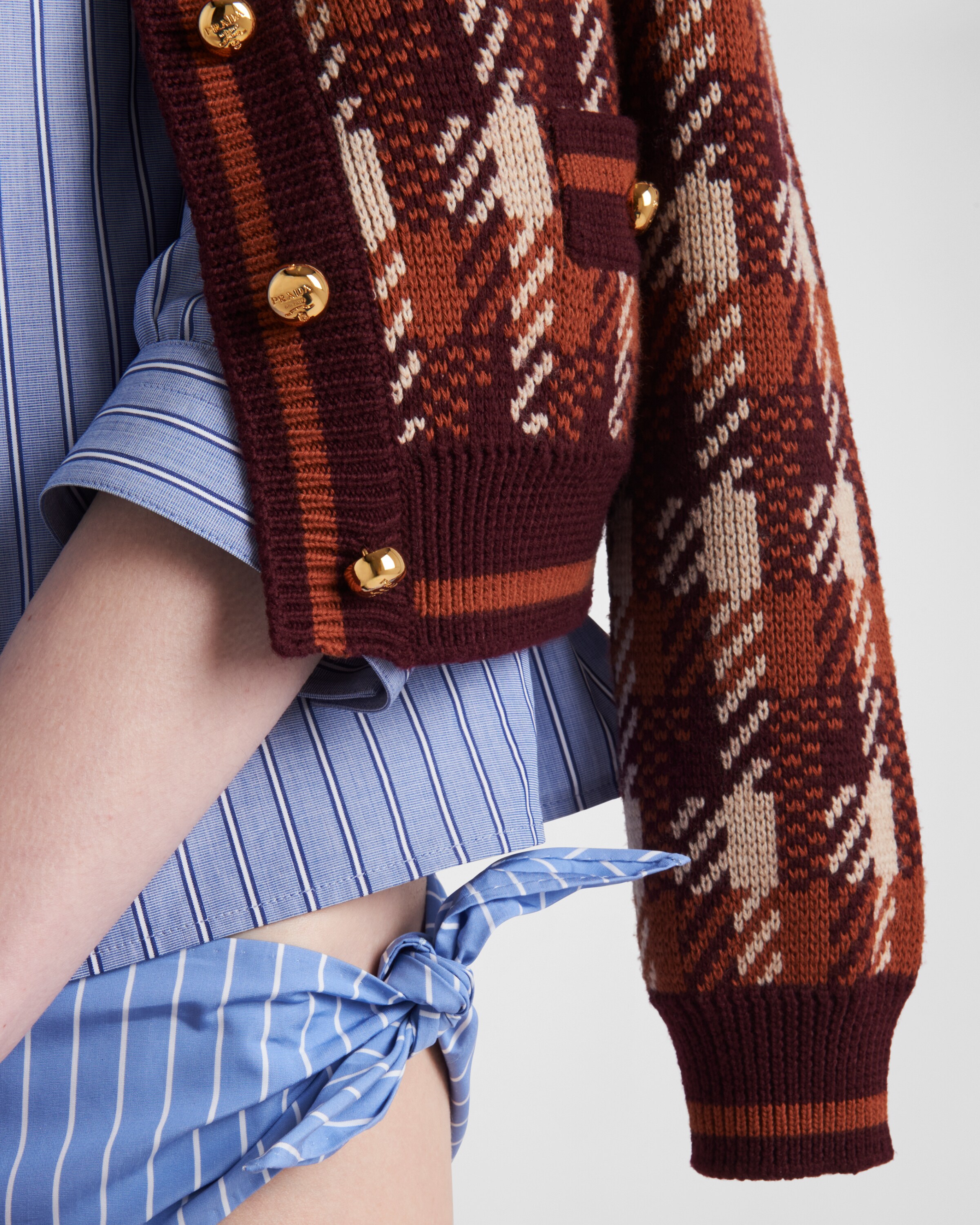 ワインレッド ウール カーディガン | PRADA 