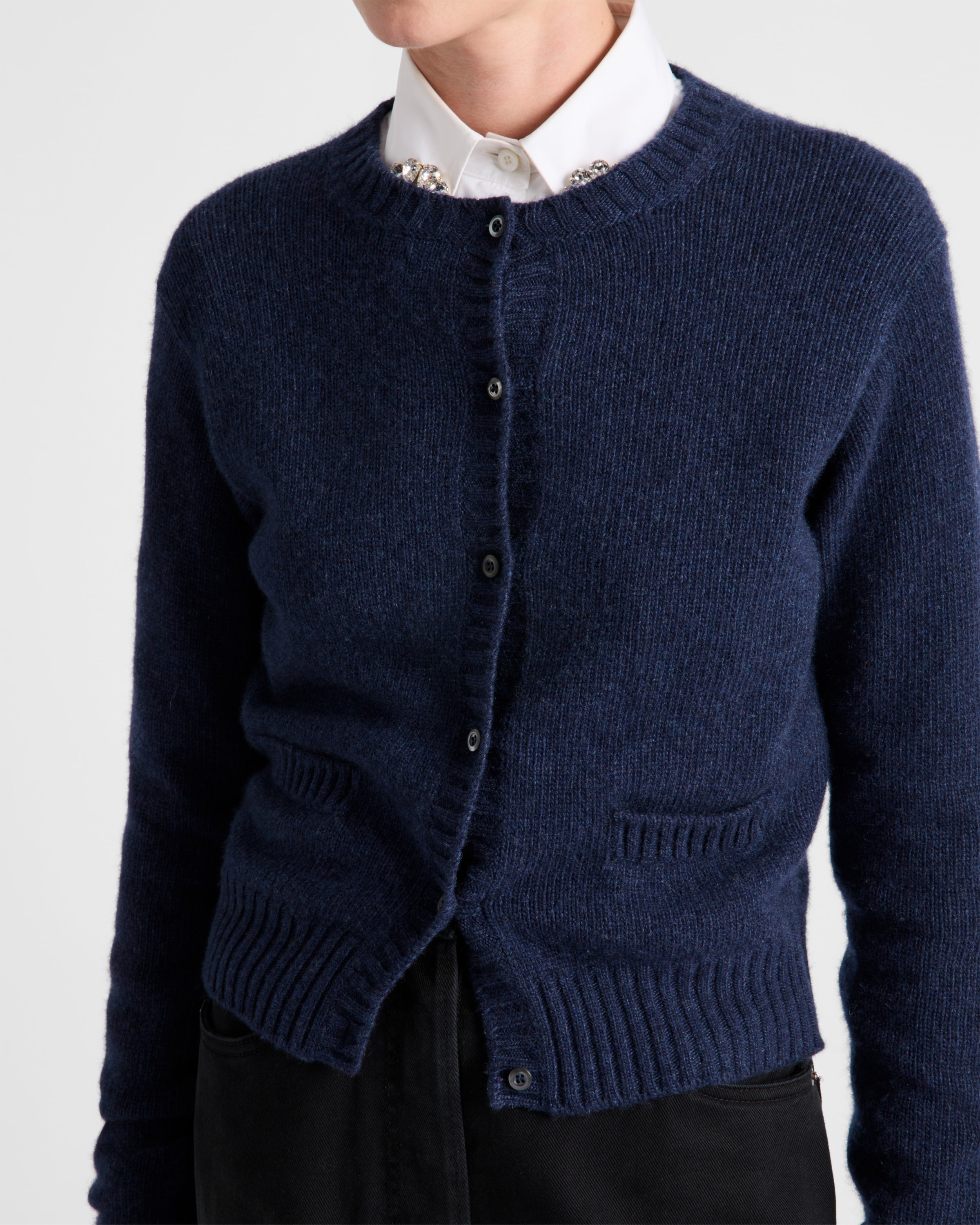 ネイビー Re-Cashmere カーディガン | PRADA