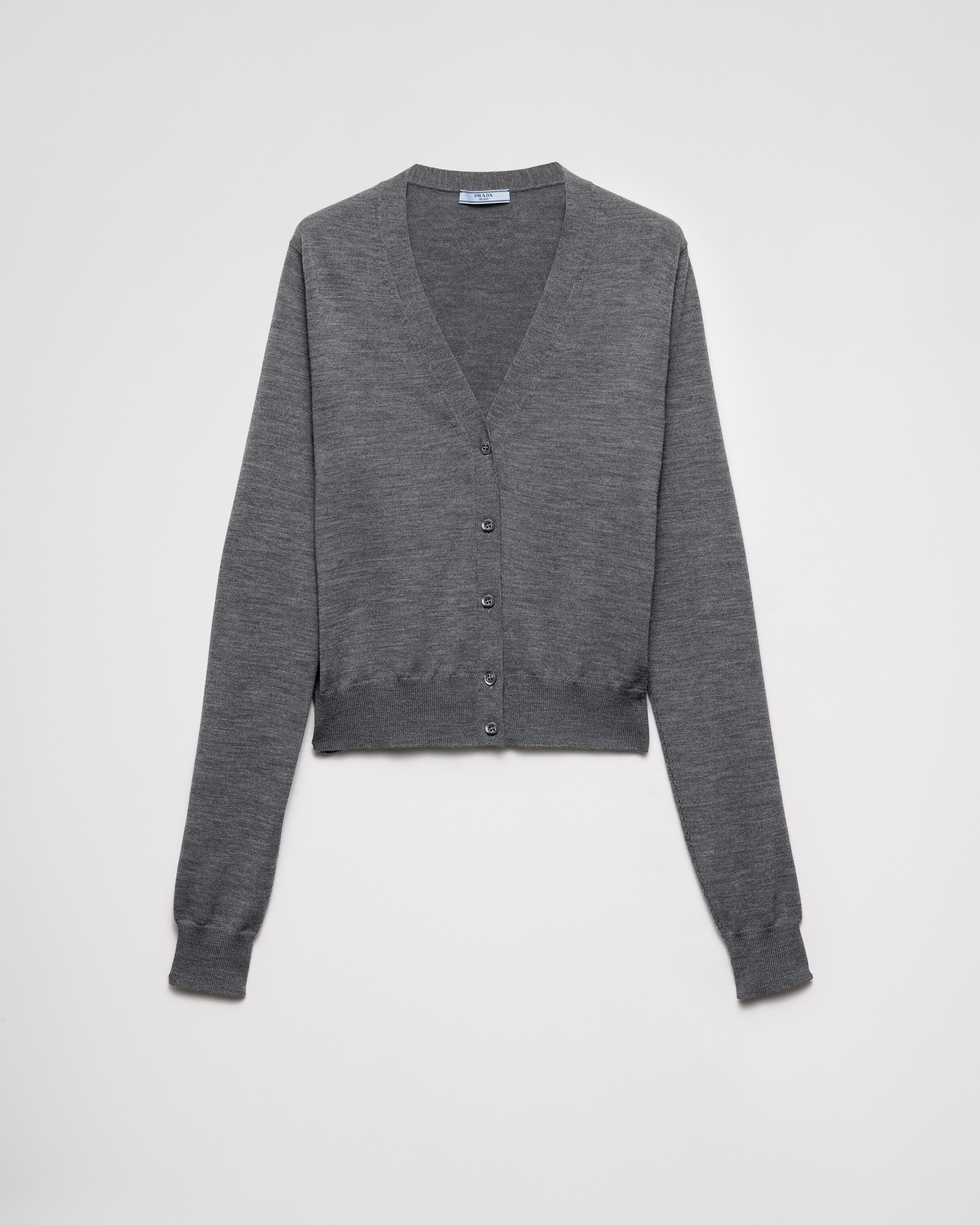 Prada Wool Cardigan, Woman, Slate Gray, Size 38