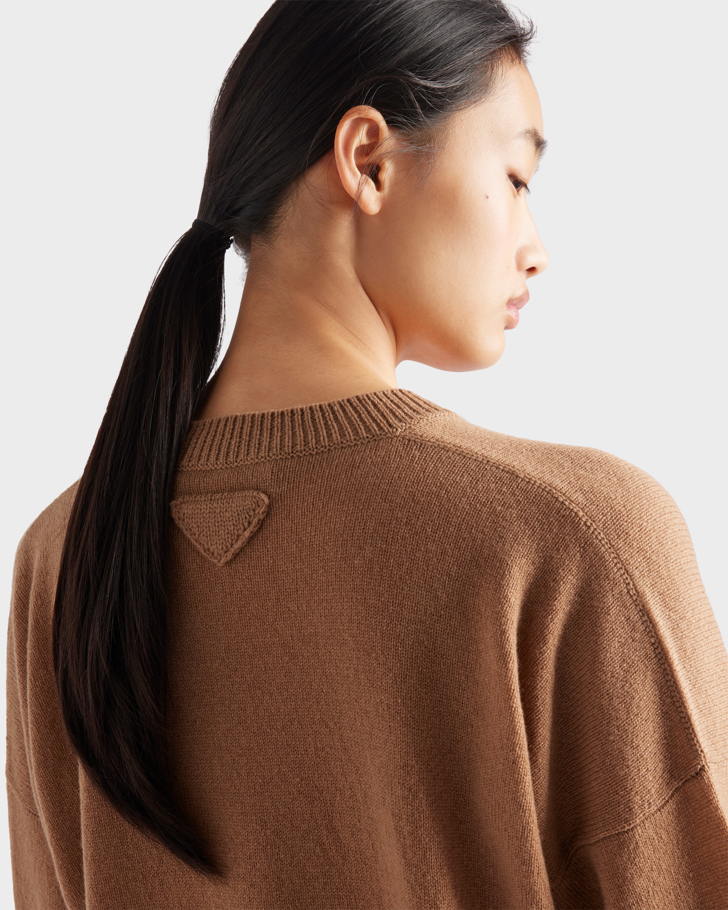 Camel Brown Cashmere cardigan | PRADA
