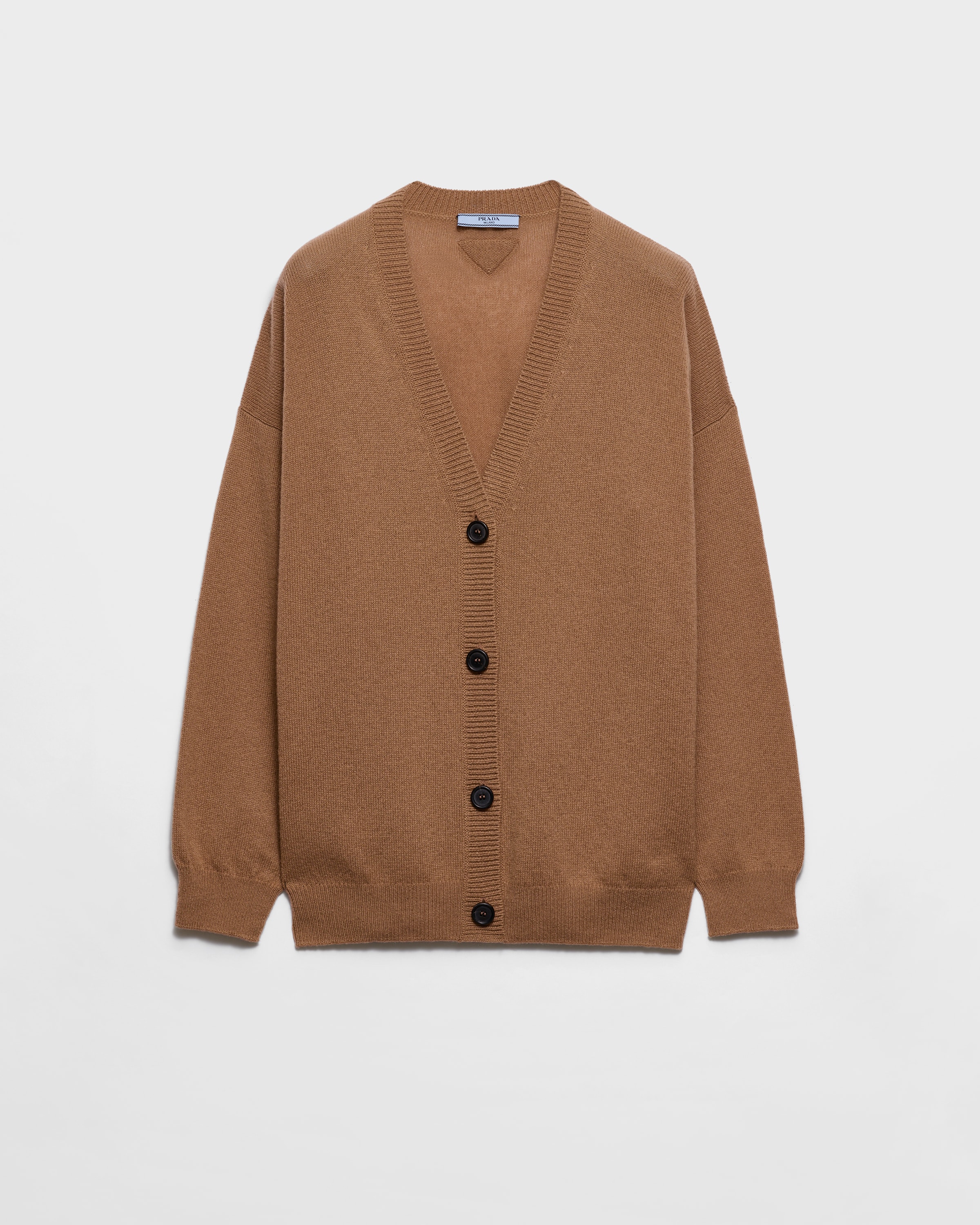 Camel Brown Cashmere cardigan | PRADA