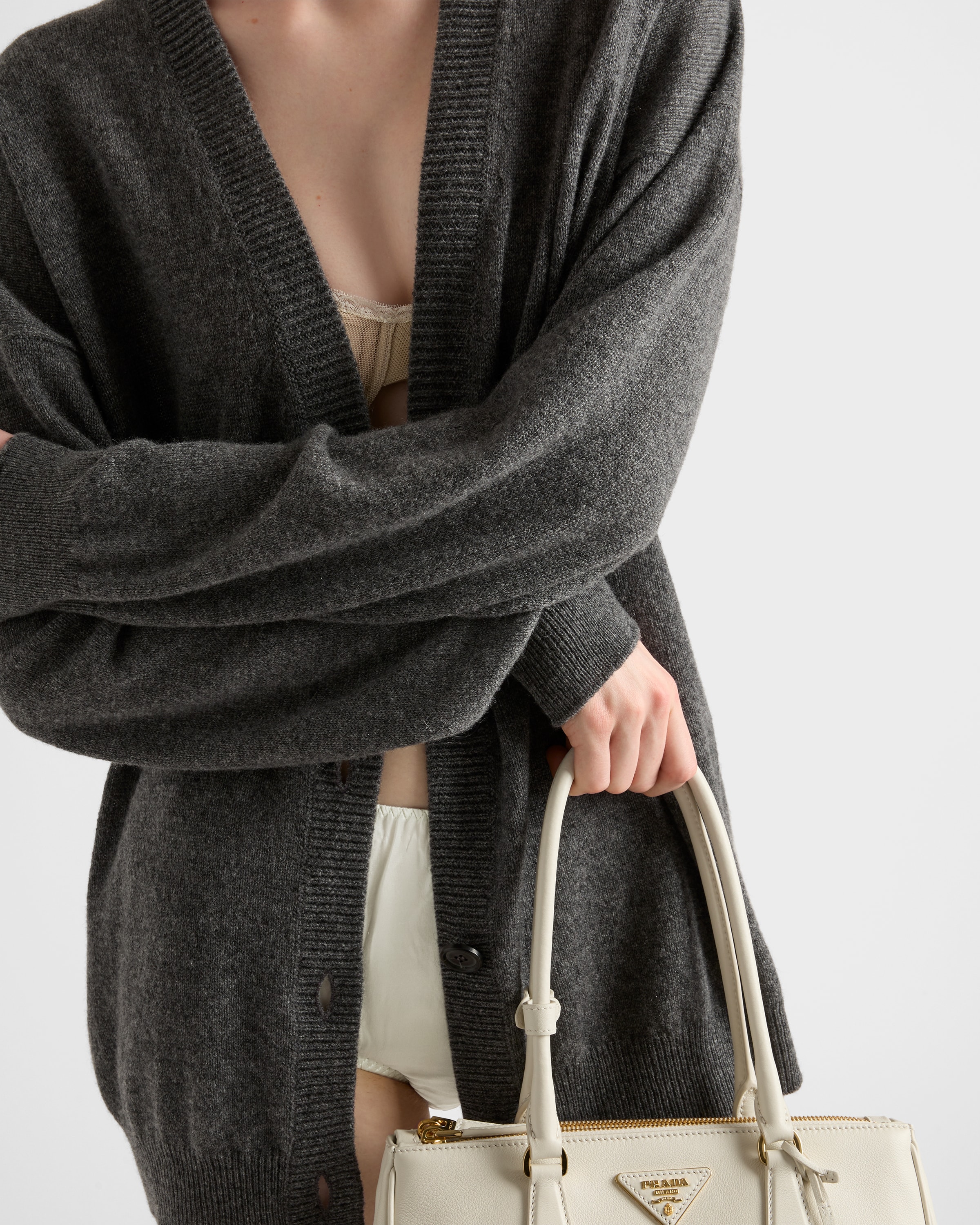 Slate Gray Cashmere cardigan | PRADA - United States