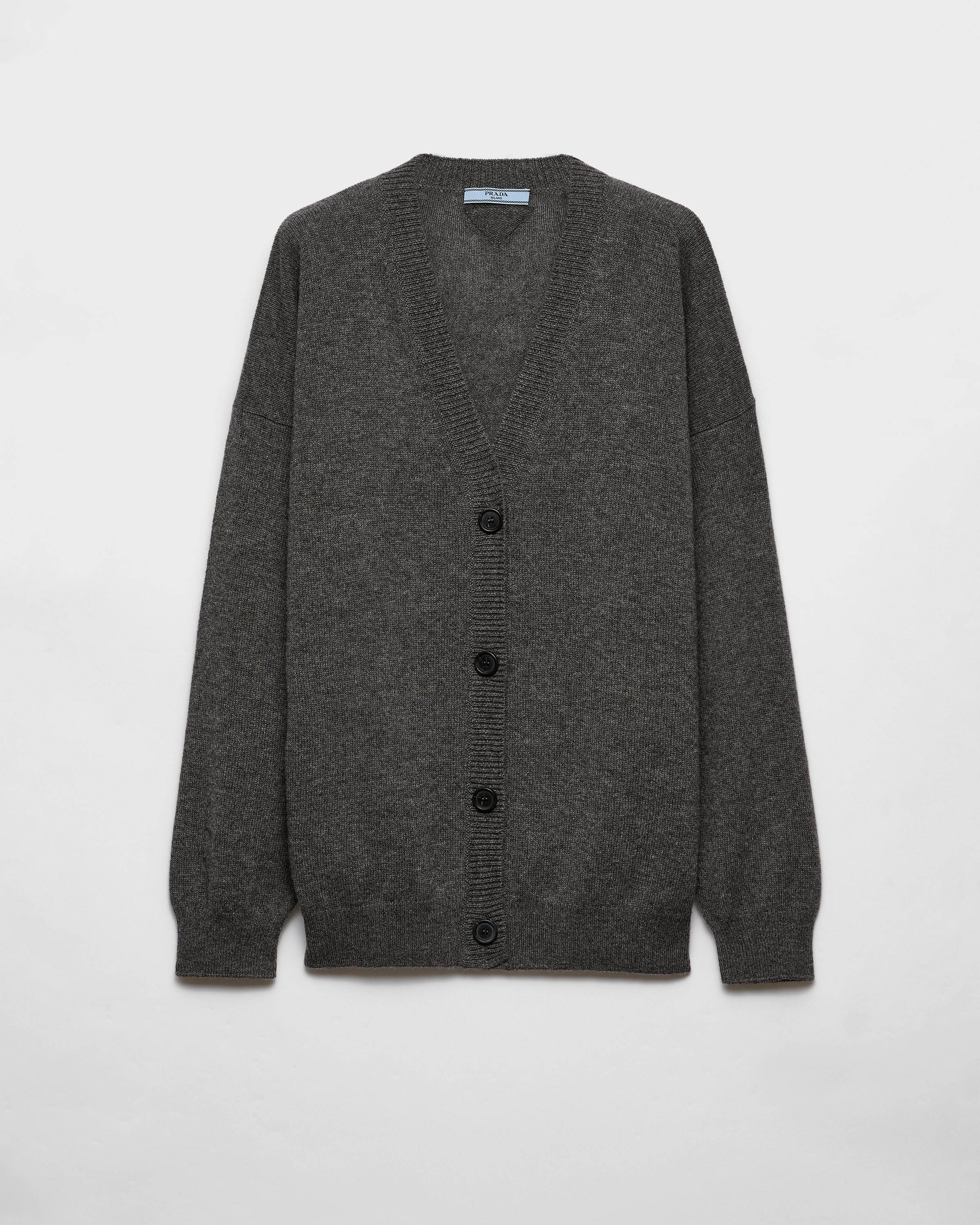 Prada Cashmere Cardigan, Woman, Slate Gray, Size 44
