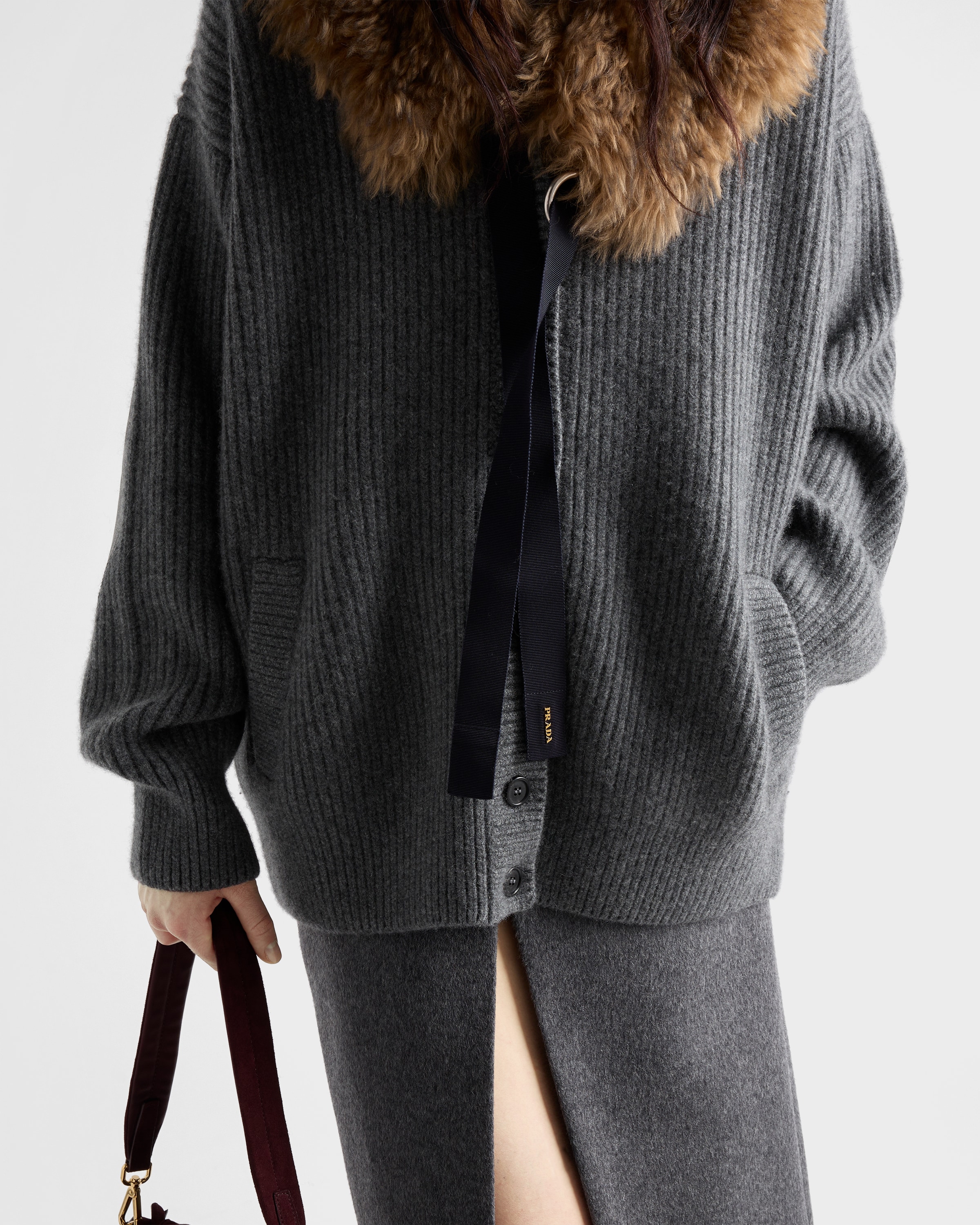 Prada Strickjacke Aus Kaschmir In Gray