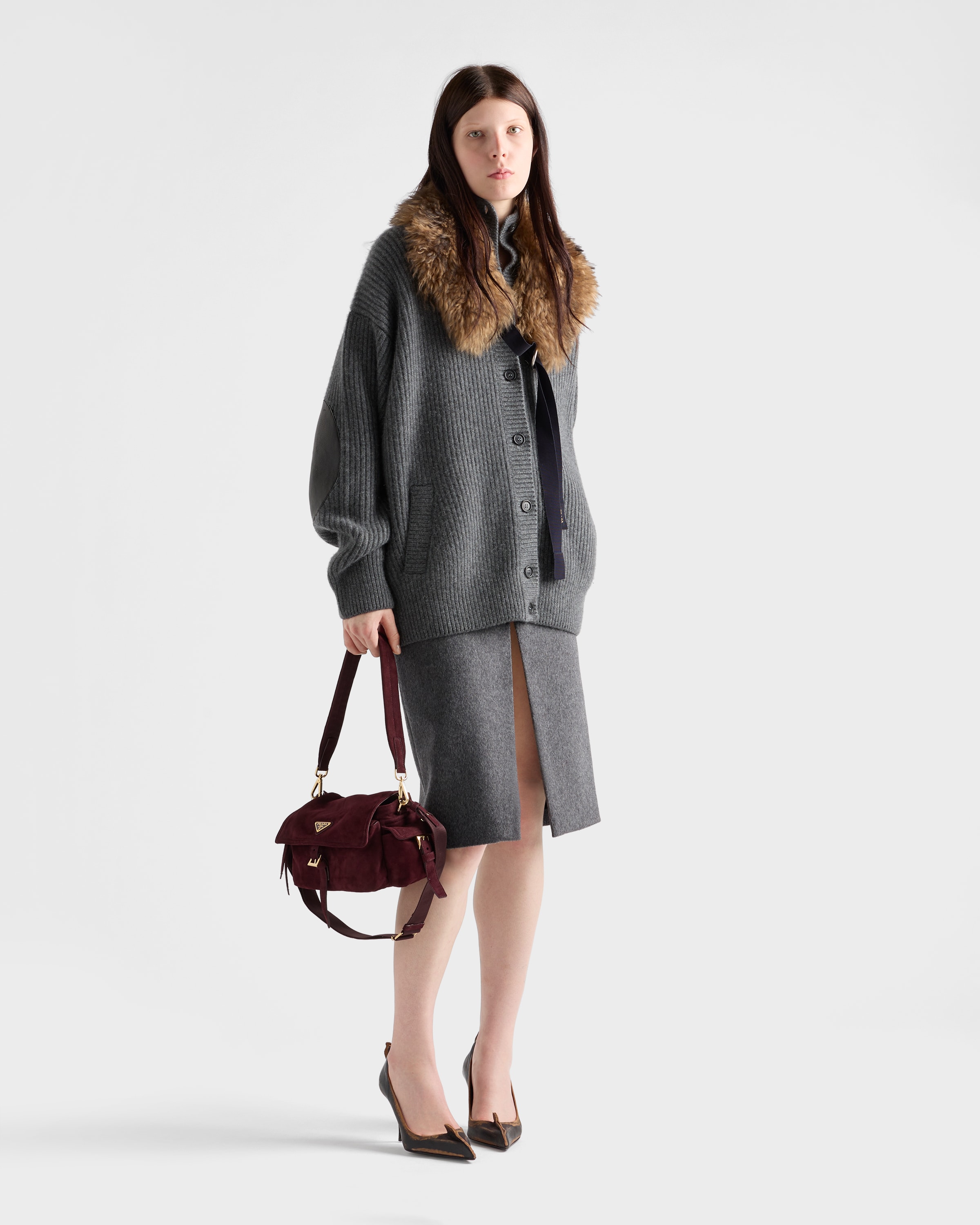 Prada Strickjacke Aus Kaschmir In Gray