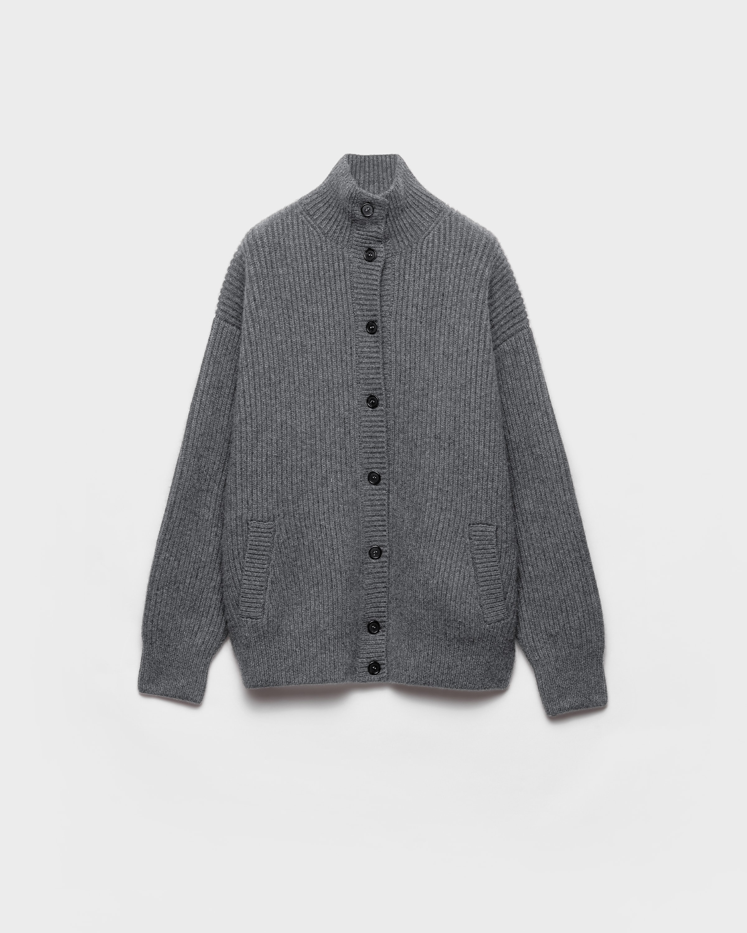 Prada Cashmere Cardigan, Woman, Slate Gray, Size 42