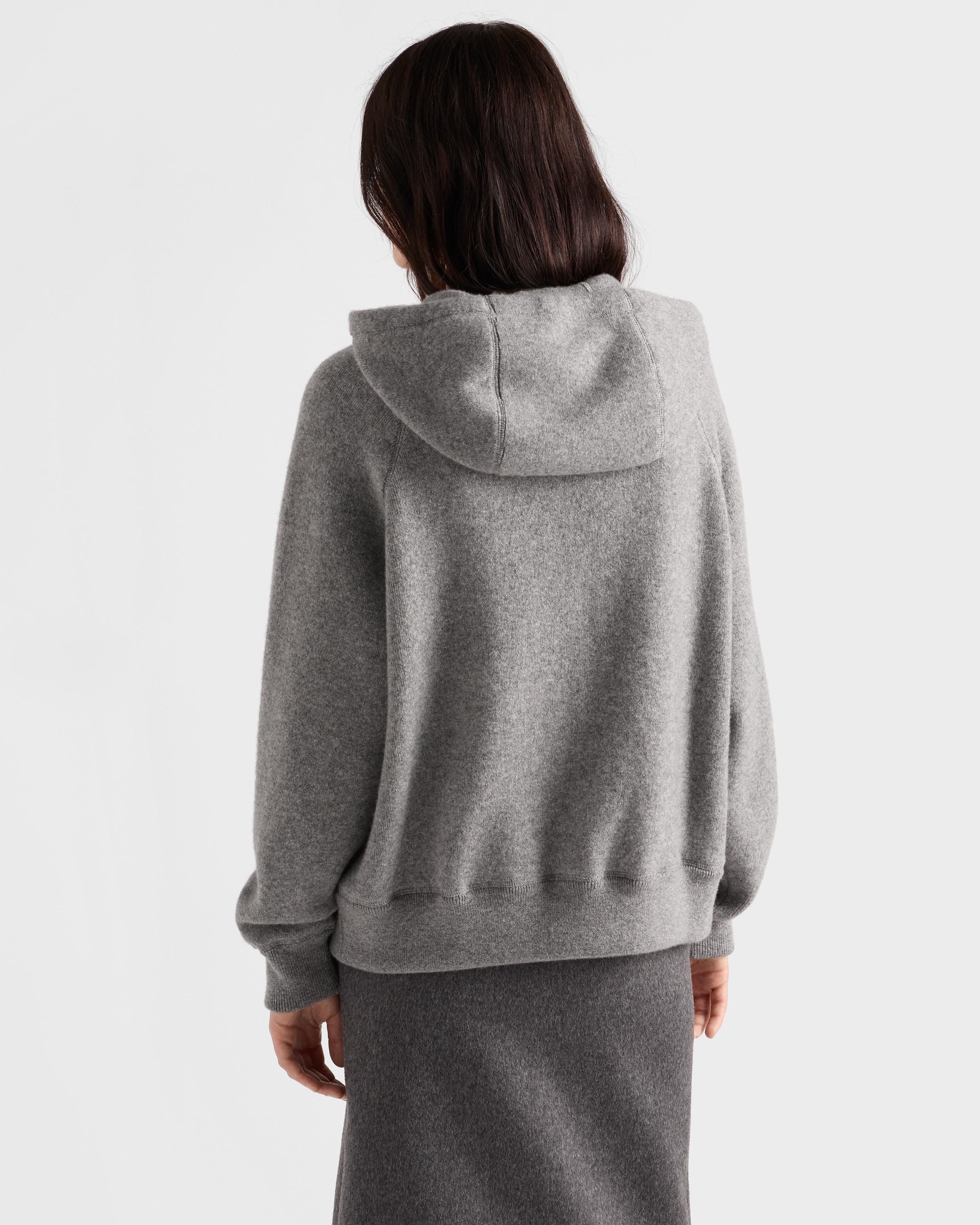 Grey Cashmere hooded cardigan | PRADA - United States