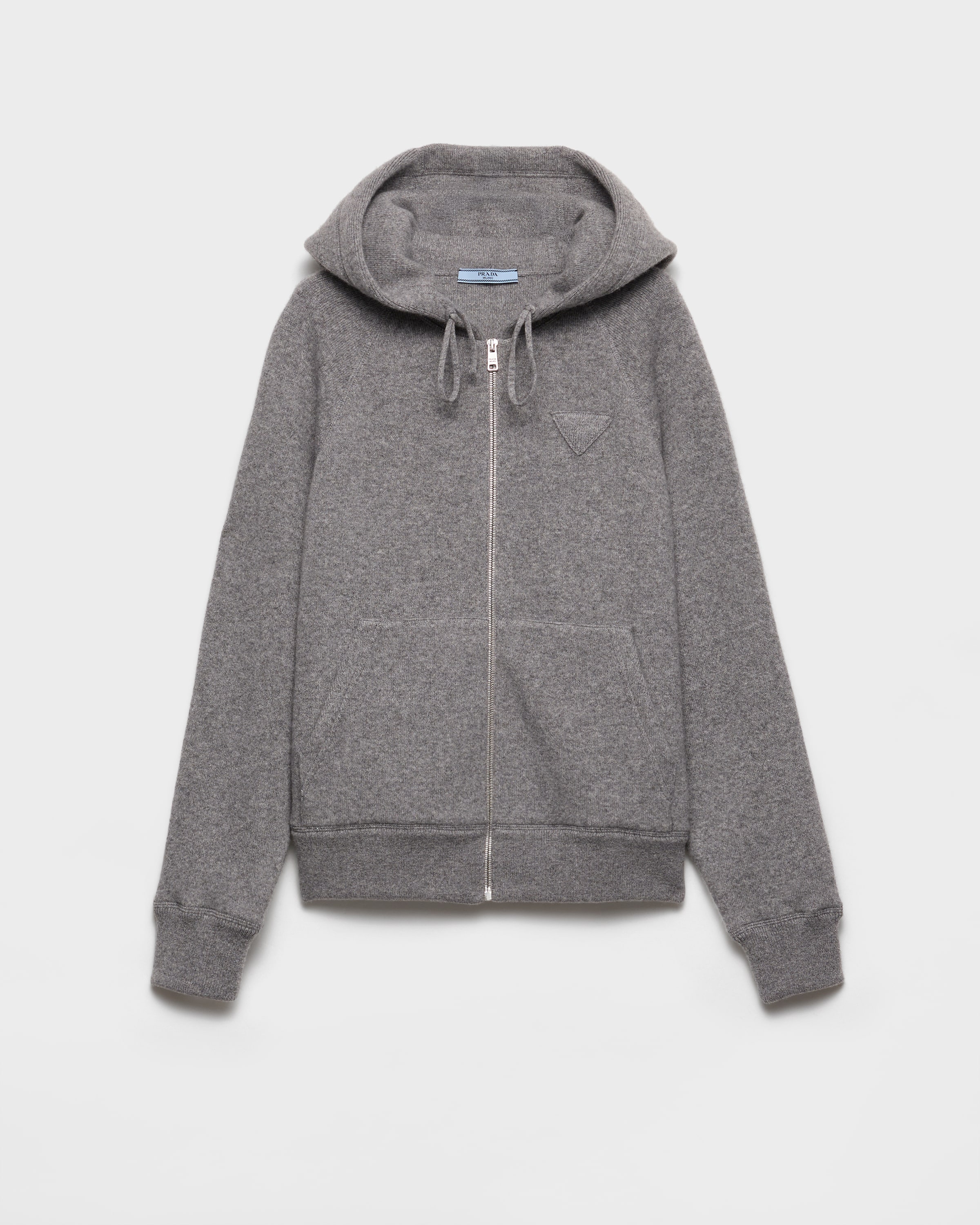 Prada Cashmere Hooded Cardigan, Woman, Grey, Size 38