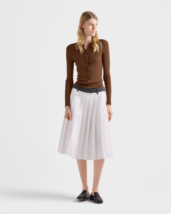 Ribbed knit wool cardigan - Tobacco Ribbed knit wool cardigan - Tobacco