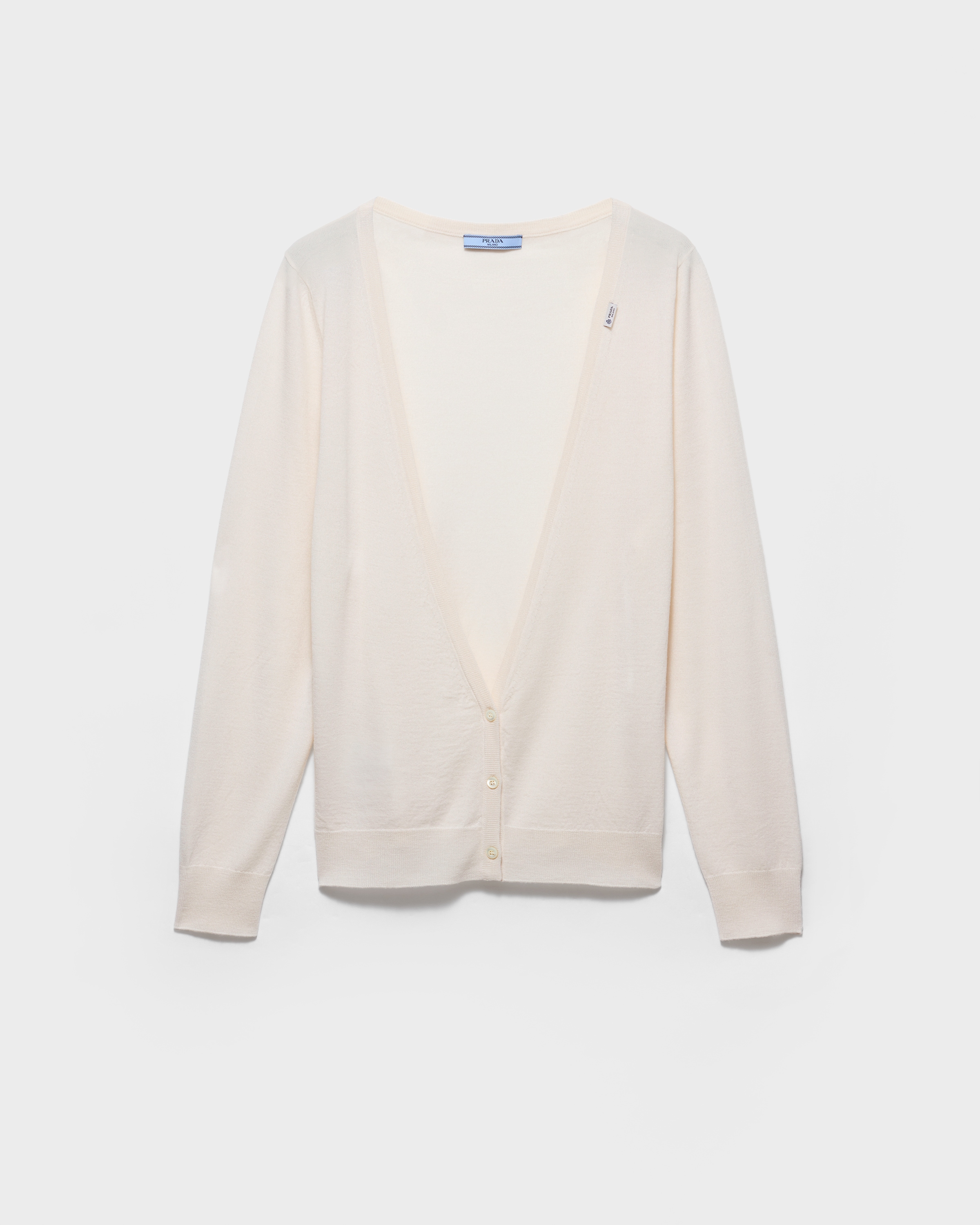 トップス prada wool silk white paint cardigan White Cashmere cardigan | PRADA - United States