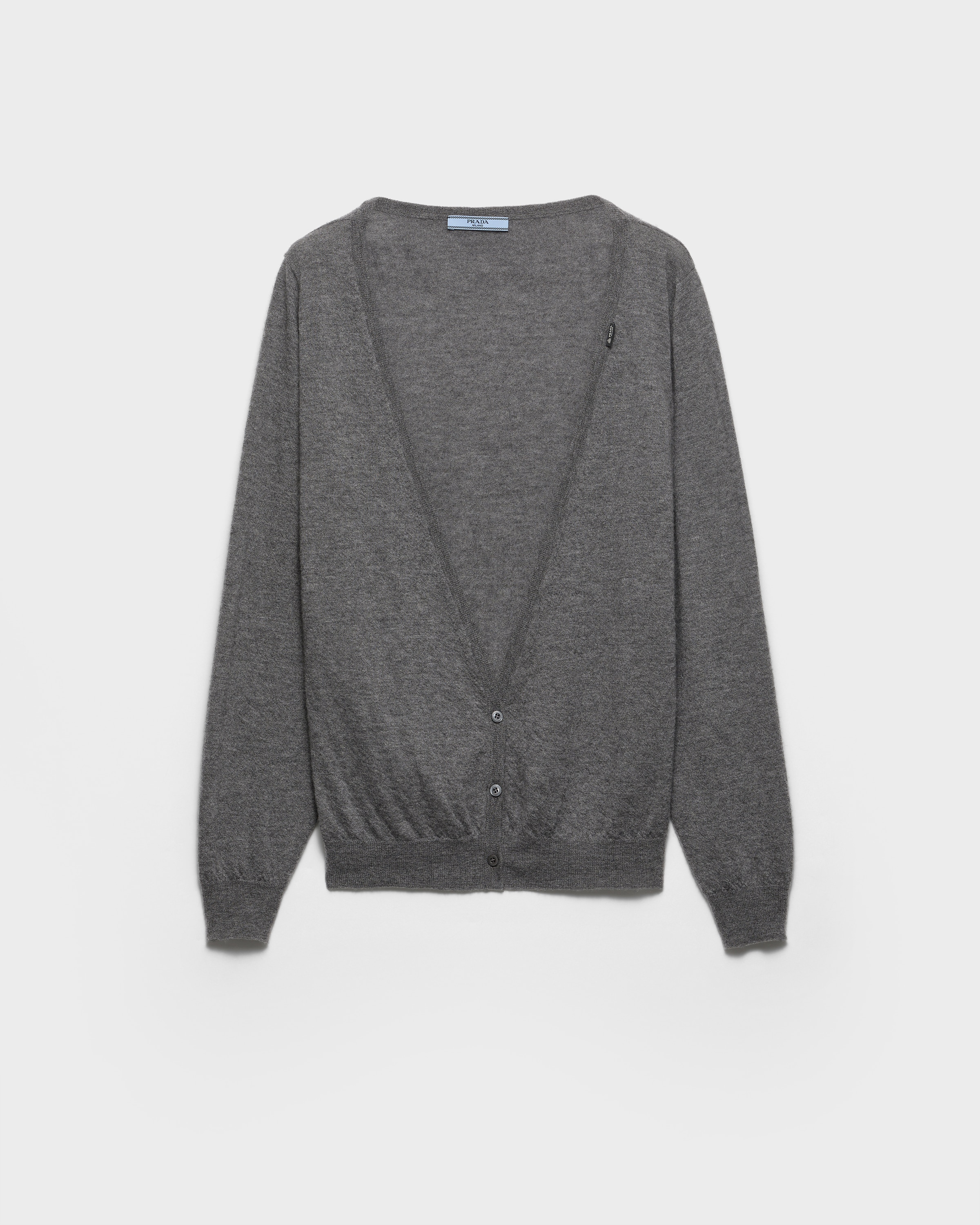 Prada Cashmere Cardigan, Woman, Slate Gray, Size 40