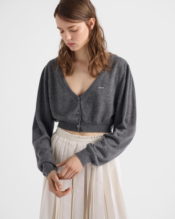 Cropped cashmere cardigan - Slate Gray Cropped cashmere cardigan - Slate Gray