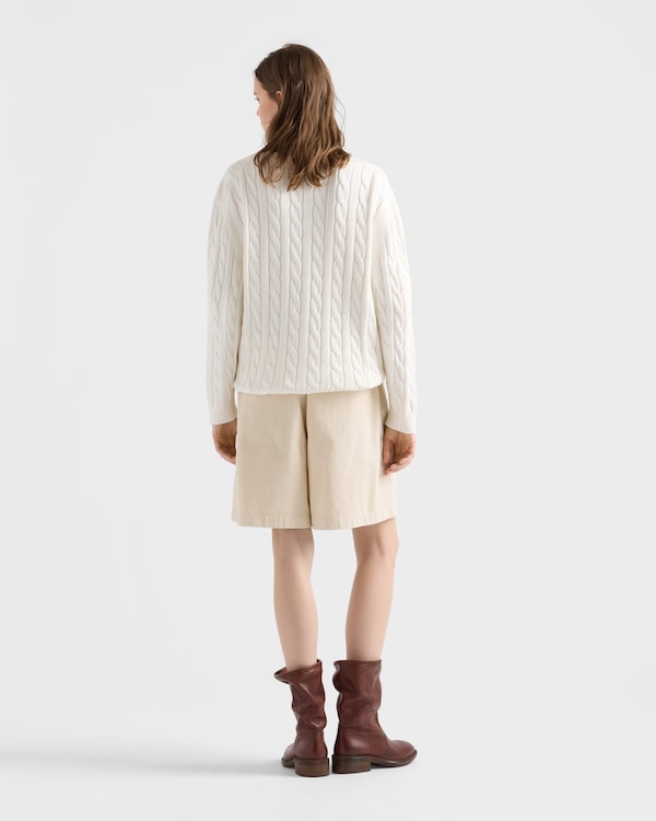 Cable-knit cotton cardigan - White Cable-knit cotton cardigan - White