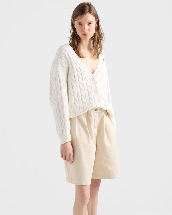 Cable-knit cotton cardigan - White Cable-knit cotton cardigan - White