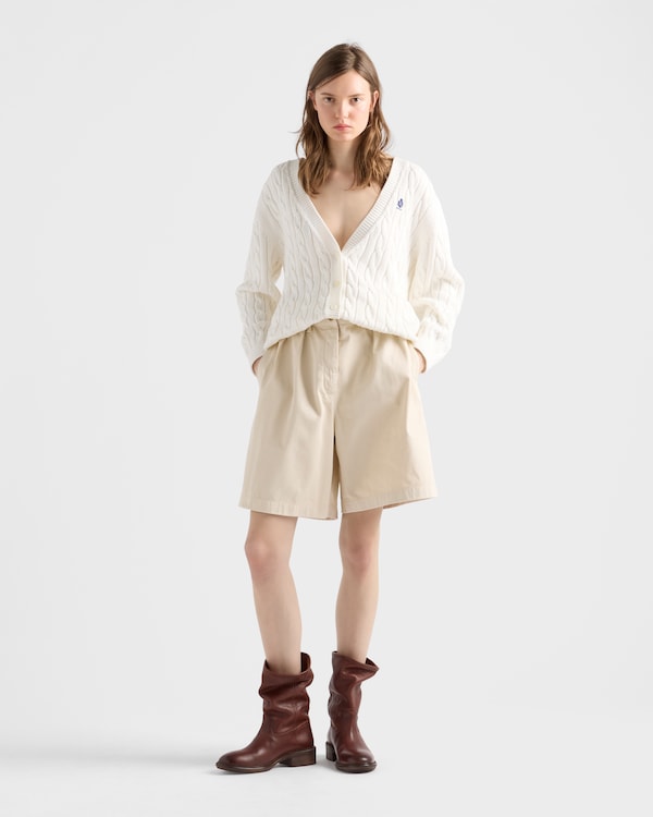Cable-knit cotton cardigan - White Cable-knit cotton cardigan - White