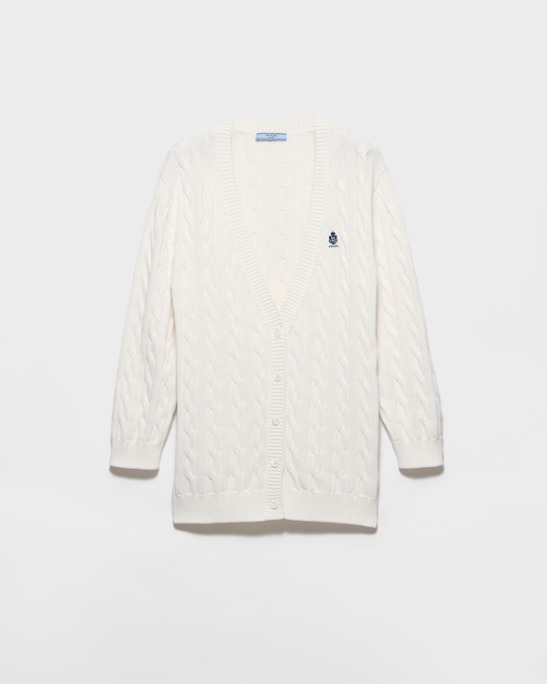Cable-knit cotton cardigan - White Cable-knit cotton cardigan - White