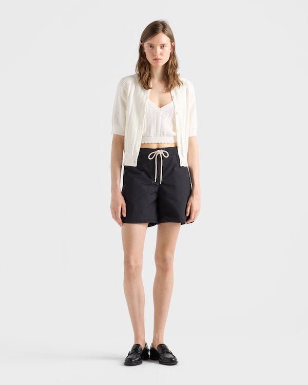 Short-sleeved openwork cotton cardigan - 화이트 Short-sleeved openwork cotton cardigan - 화이트