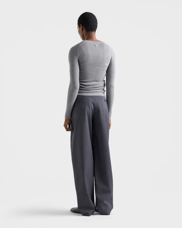 Ribbed cashmere cardigan - Grey Ribbed cashmere cardigan - Grey